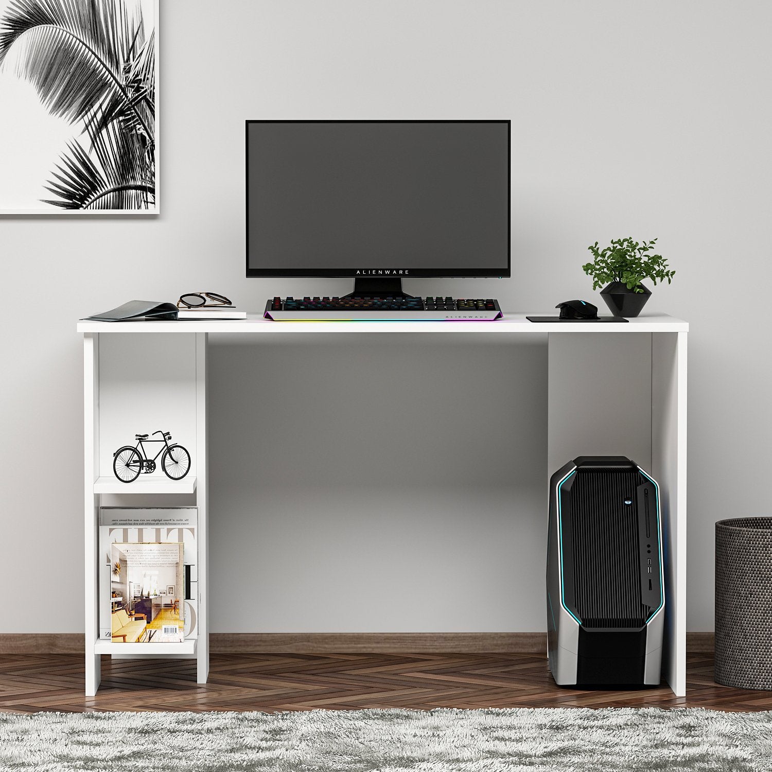 Secretária de Estudo – 120 cm x 73,8 cm x 60 cm – Branco – Painel de Partículas