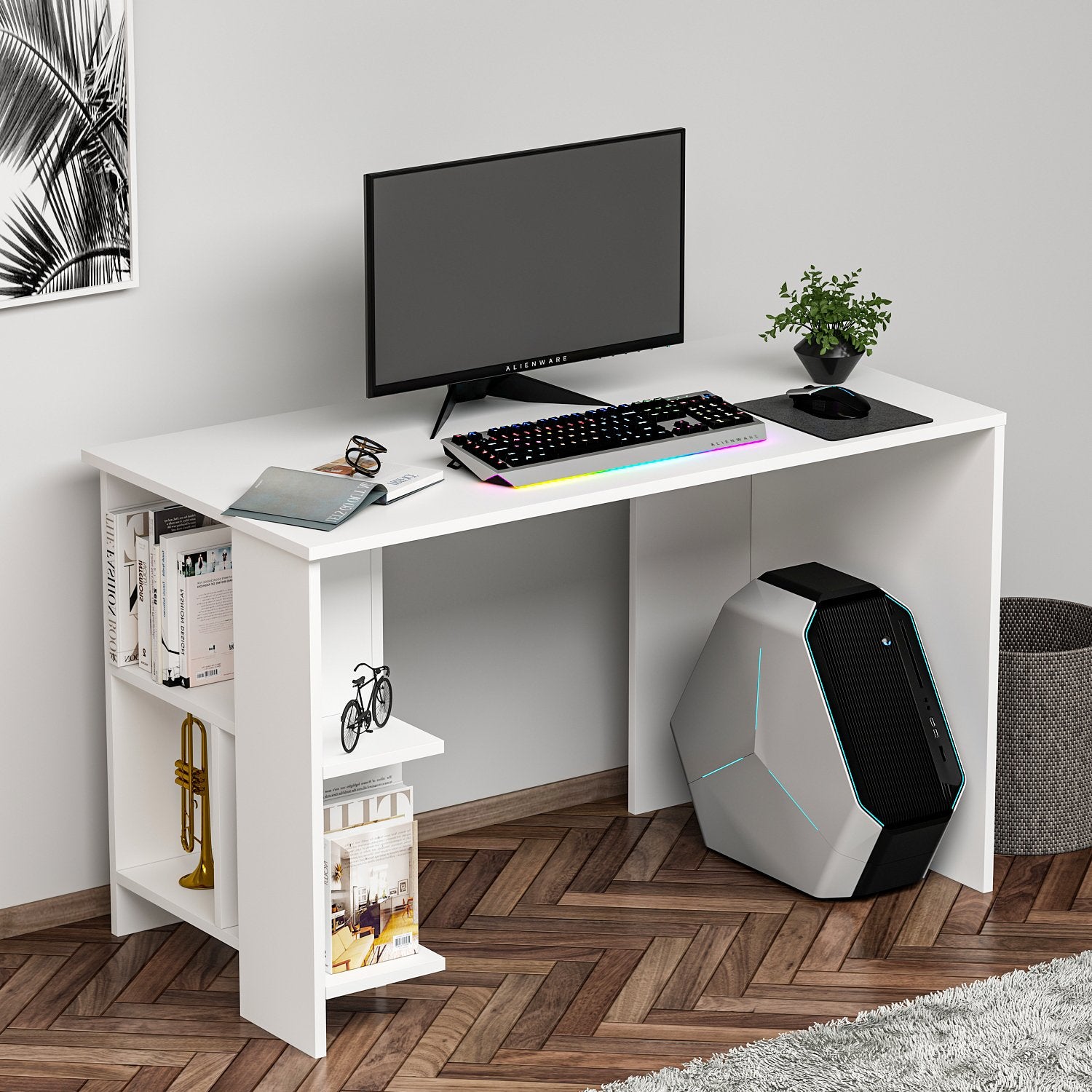 Secretária de Estudo – 120 cm x 73,8 cm x 60 cm – Branco – Painel de Partículas