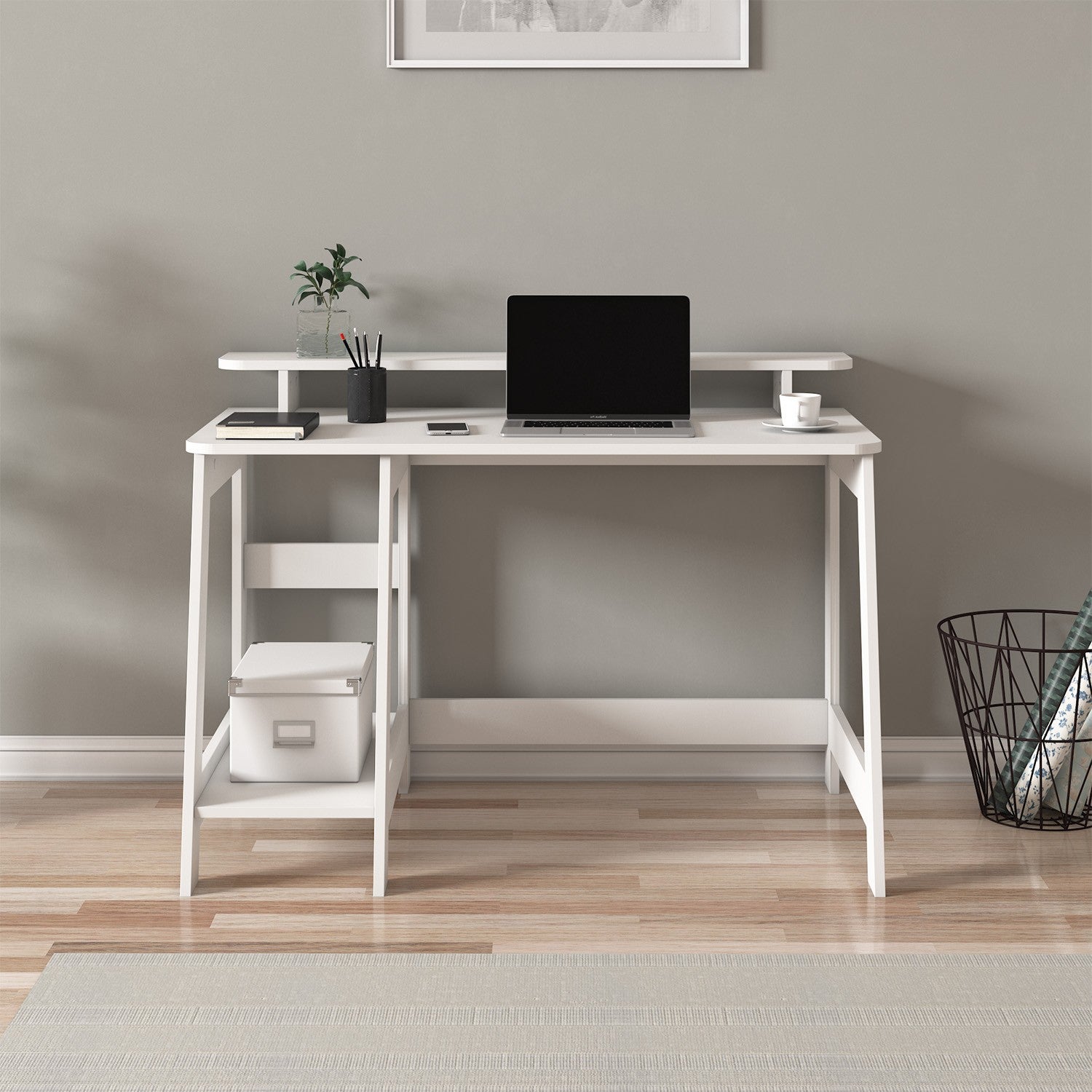 Secretária de Estudo – 120 cm x 73 cm x 60 cm – Branco – Painel de partículas revestido a melamina