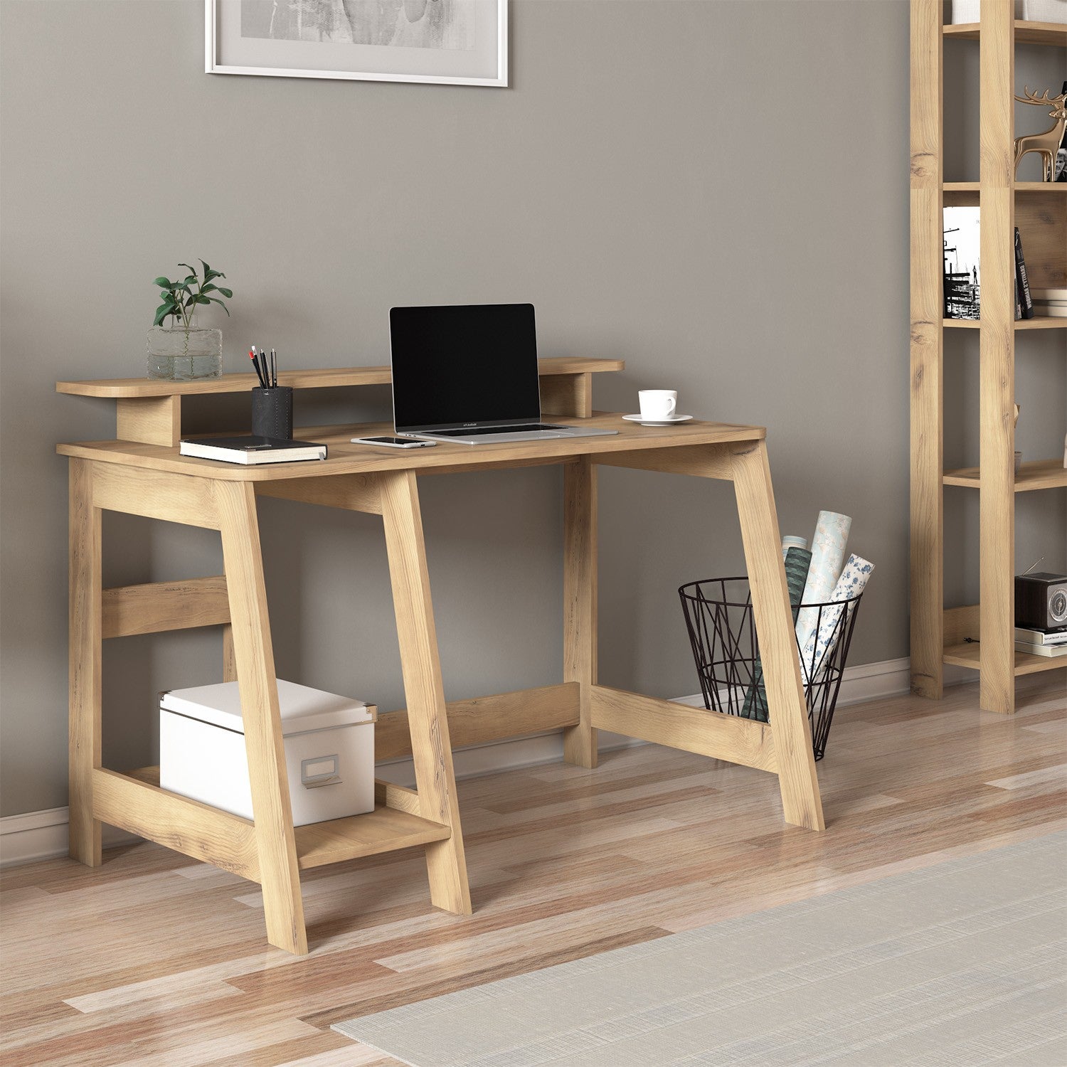 Secretária de Estudo – 120 cm x 73 cm – Carvalho – Melamina