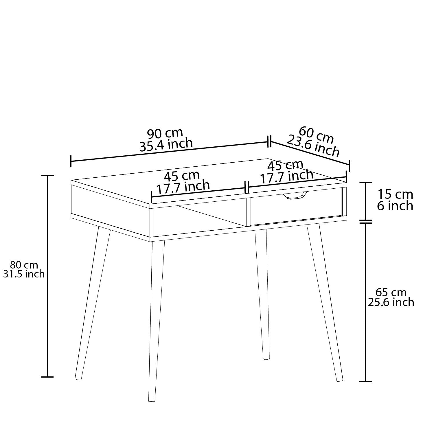 Secretária de Estudo – 90cm x 80cm x 60cm – Cinza e Madeira – Painel de Partículas com Revestimento a Melamina