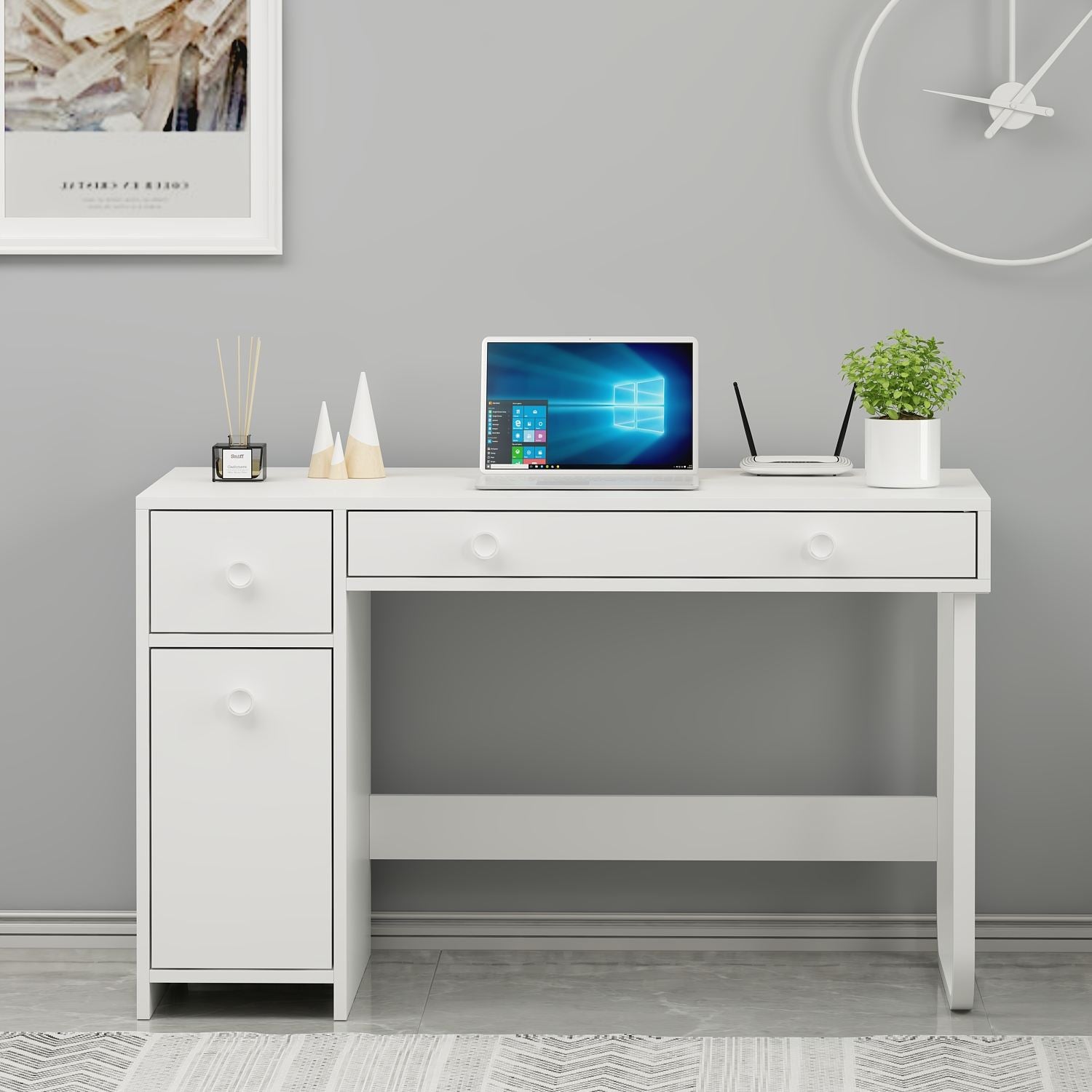 Secretária de Estudo – 120 cm x 73,8 cm x 60 cm – Branca – Painel de partículas