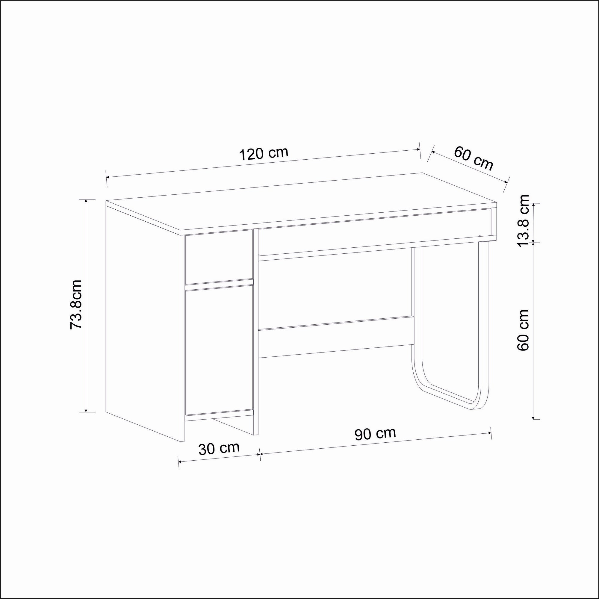 Secretária de Estudo – 120 cm x 73,8 cm x 60 cm – Branca – Painel de partículas