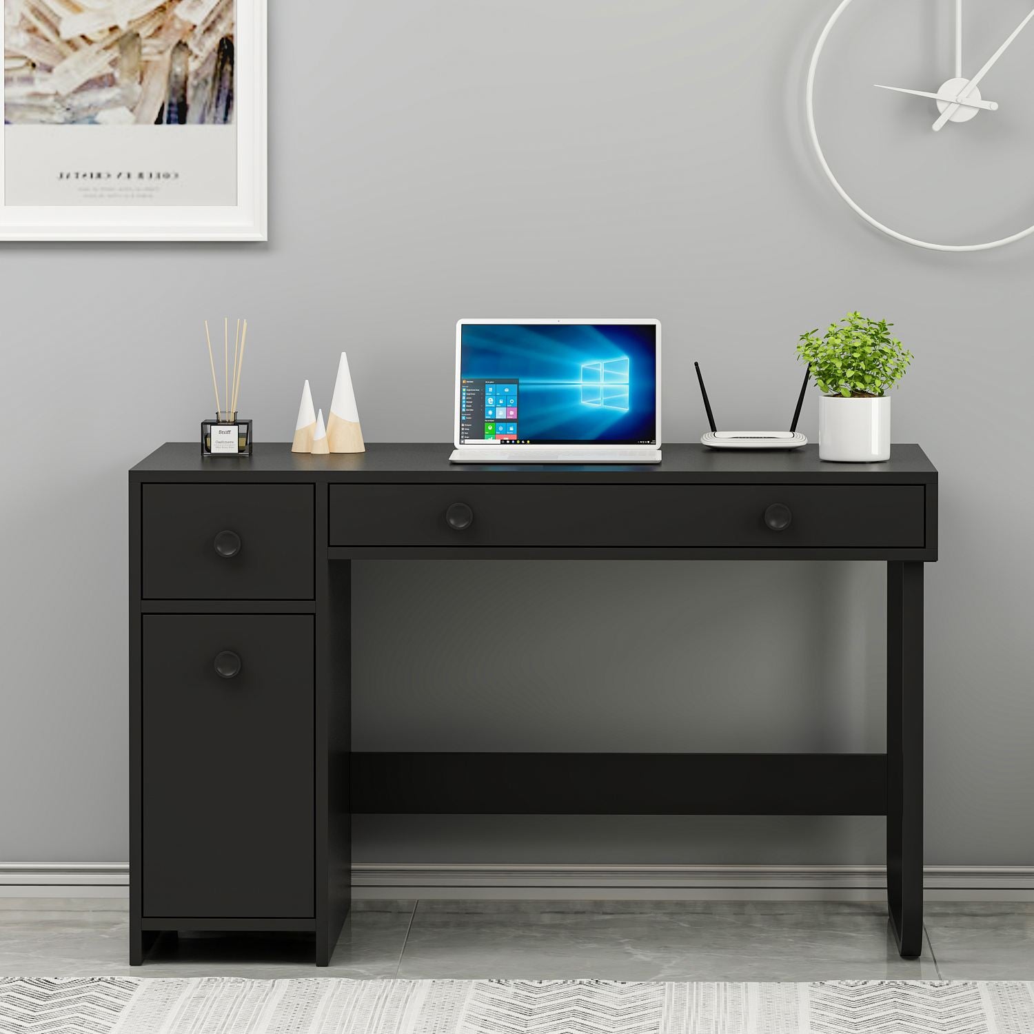 Secretária de Estudo – 120 cm x 60 cm – Preto – MDF revestido de melamina