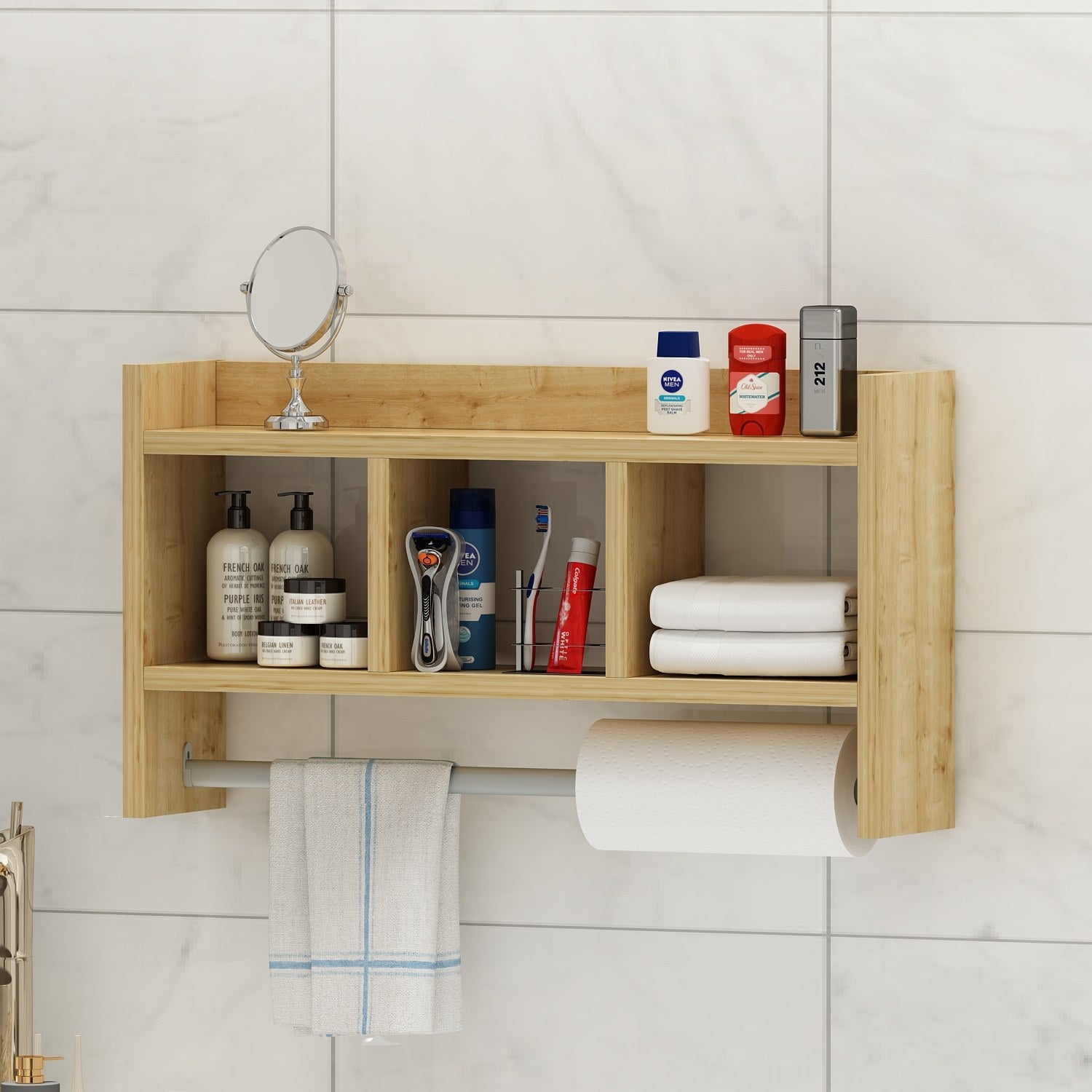 Prateleira de parede – 63,6 cm x 35 cm x 14,6 cm – Cor safira – Painel de partículas revestido a melamina