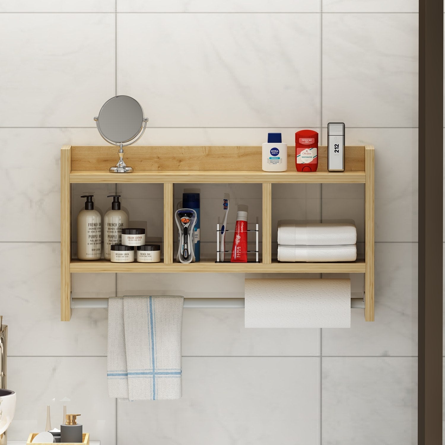 Prateleira de parede – 63,6 cm x 35 cm x 14,6 cm – Cor safira – Painel de partículas revestido a melamina
