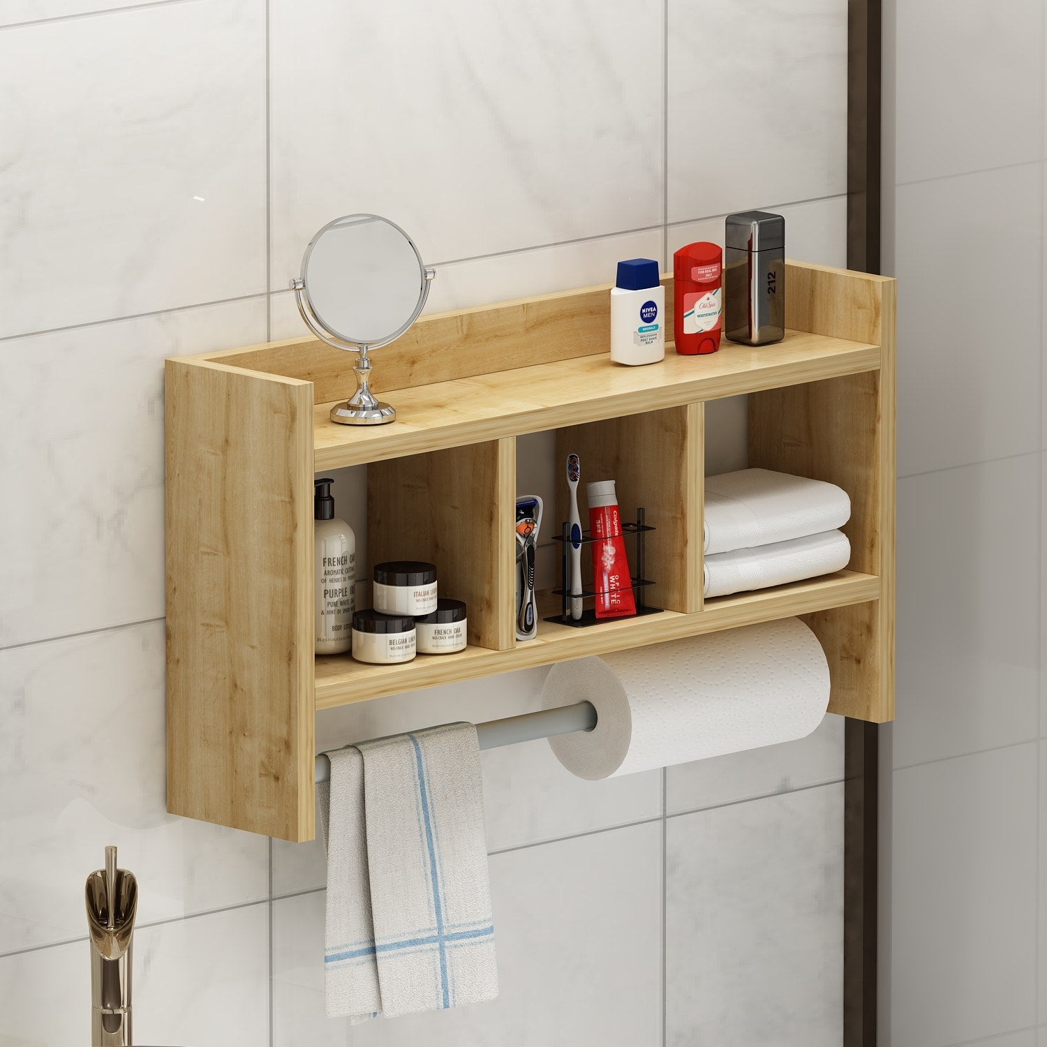 Prateleira de parede – 63,6 cm x 35 cm x 14,6 cm – Cor safira – Painel de partículas revestido a melamina