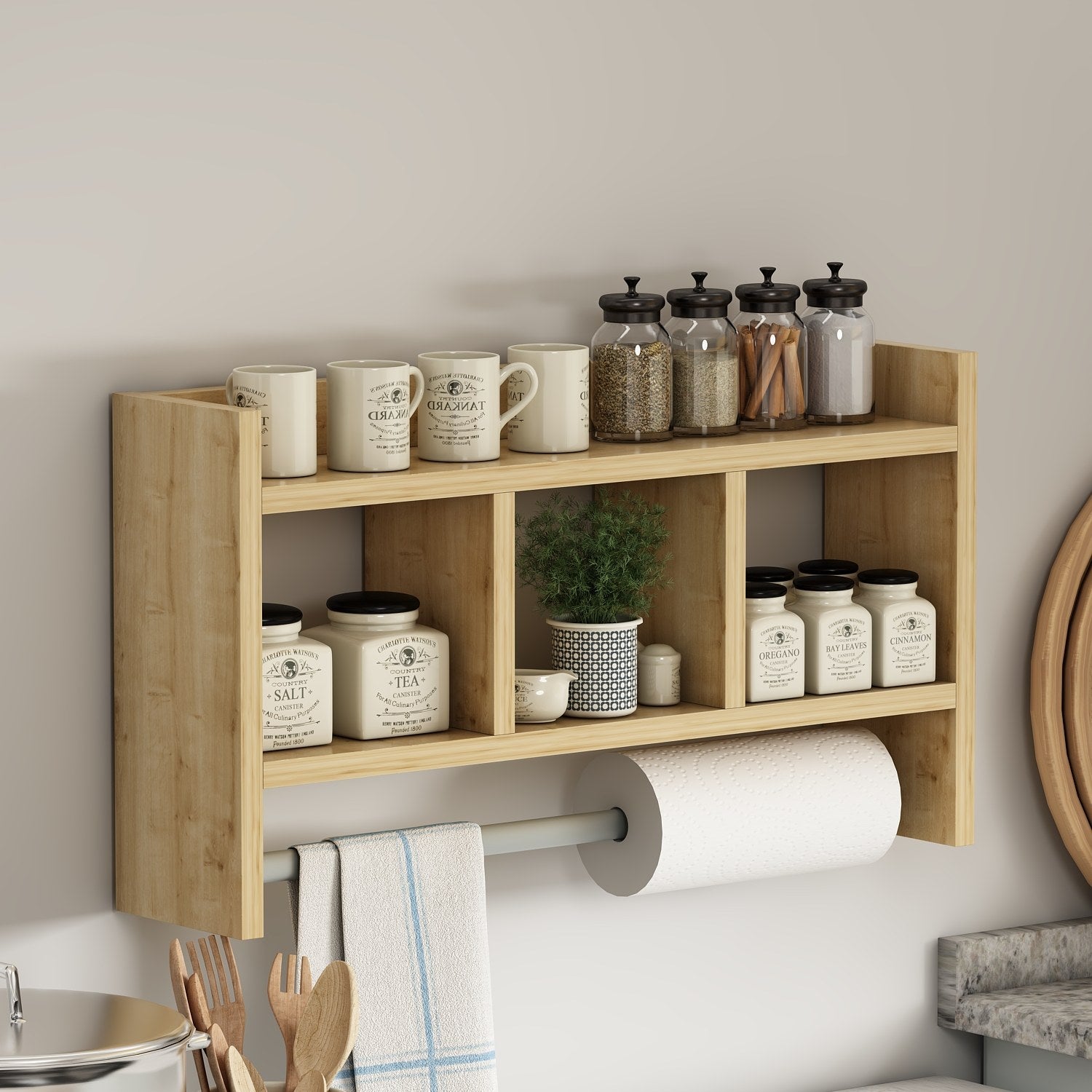 Prateleira de parede – 63,6 cm x 35 cm x 14,6 cm – Cor safira – Painel de partículas revestido a melamina