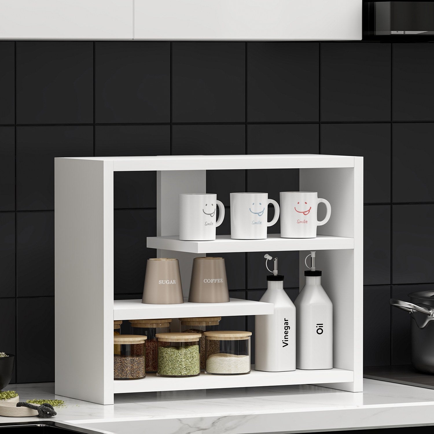 Prateleira de parede – 48.6cm x 40cm x 21.4cm – Branco – Painel de partículas revestido a melamina