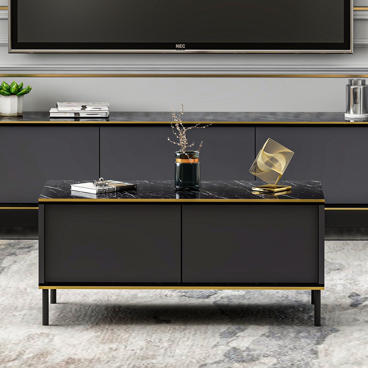 Mesa de Centro – 90 x 40 x 45 cm – Antracite – Painel de Partículas revestido a Melamina