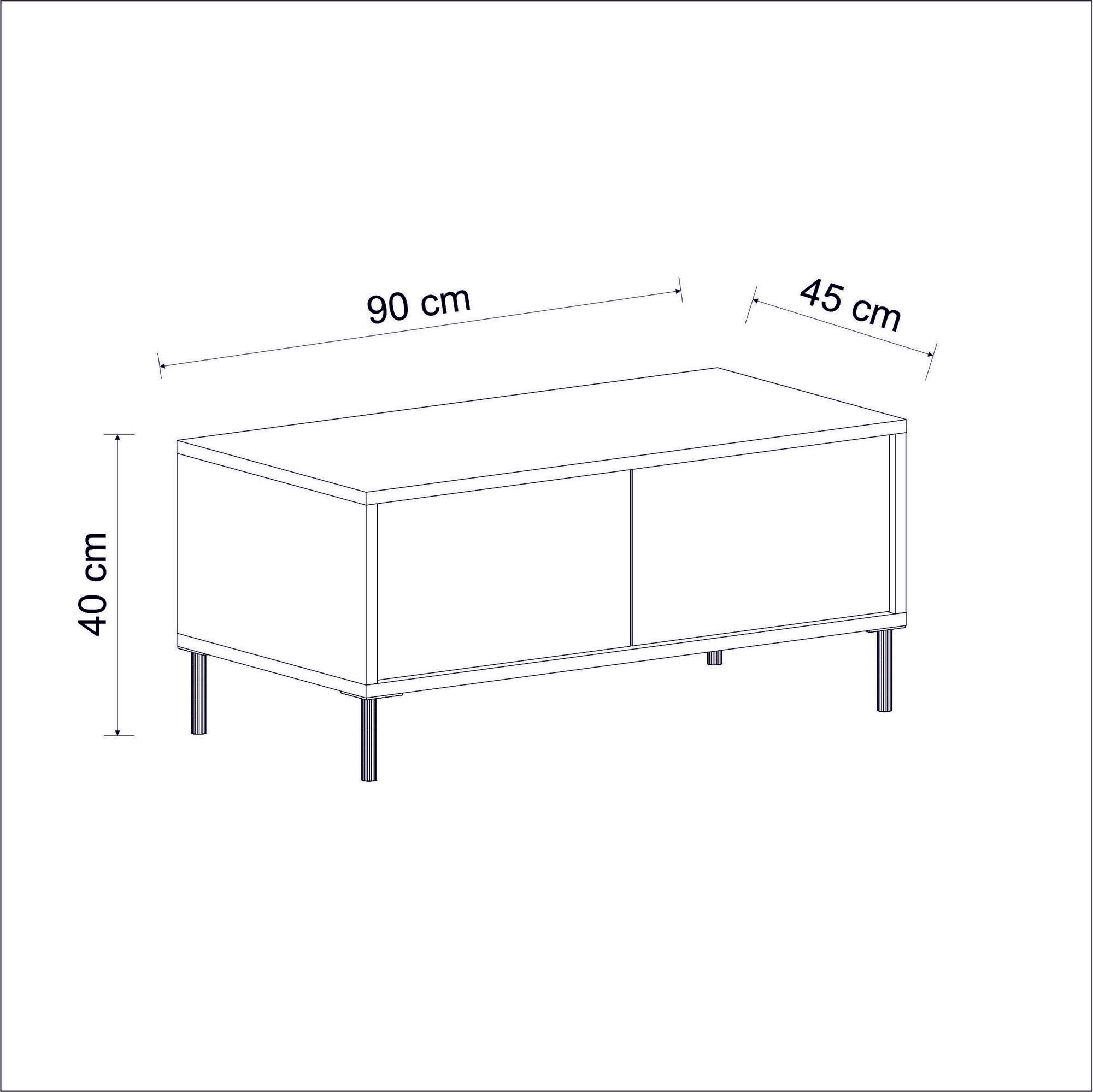 Mesa de Centro – 90 cm x 40 cm x 45 cm – Branco – Painel de partículas revestido a melamina