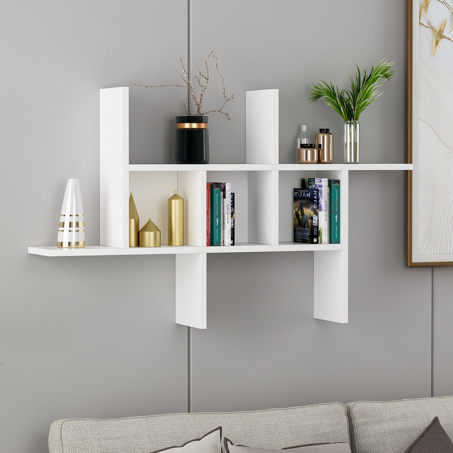 Prateleira de parede – 68 cm x 113 cm x 20 cm – Branco – Painel de partículas revestido a melamina