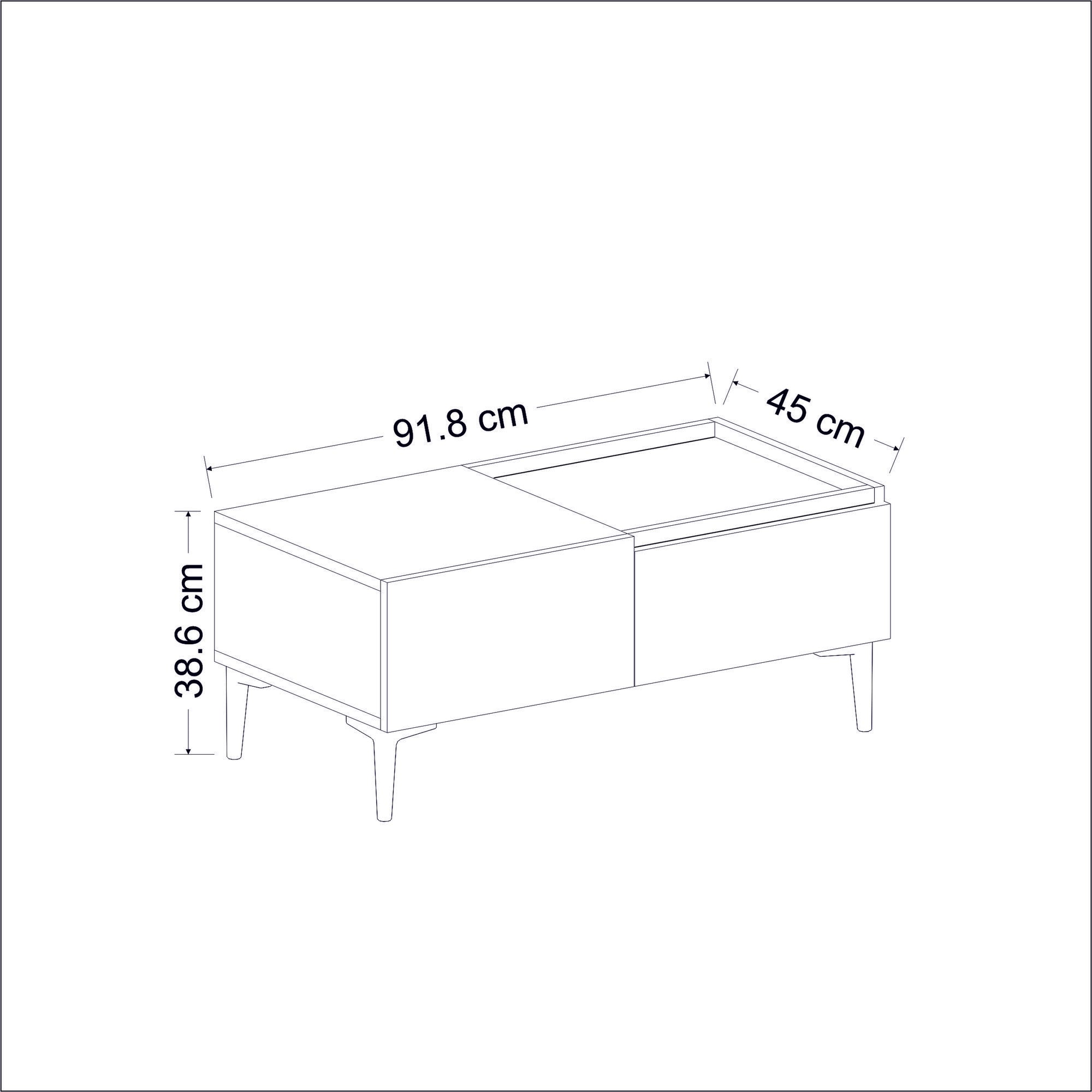Mesa de Centro – 91.8 cm x 38.6 cm x 45 cm – Antracite – Painel de partículas revestido a melamina
