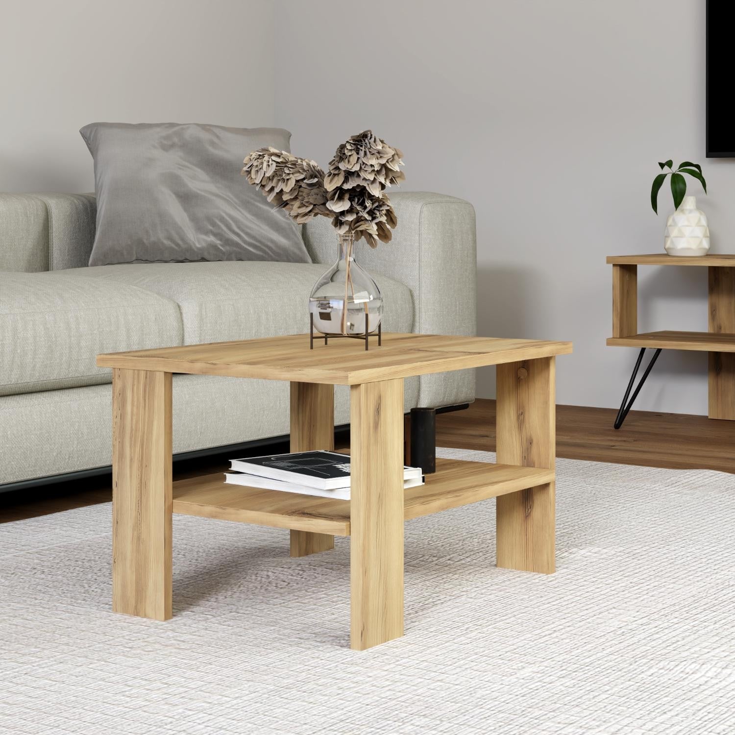 Mesa de Centro – 60x37x45 cm – Carvalho – Melamina