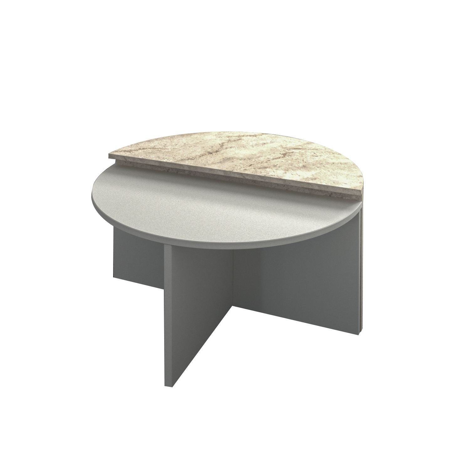 Mesa de Centro – 70 cm x 51,8 cm x 38 cm – Cinza e Travertino – Madeira Aglomerada