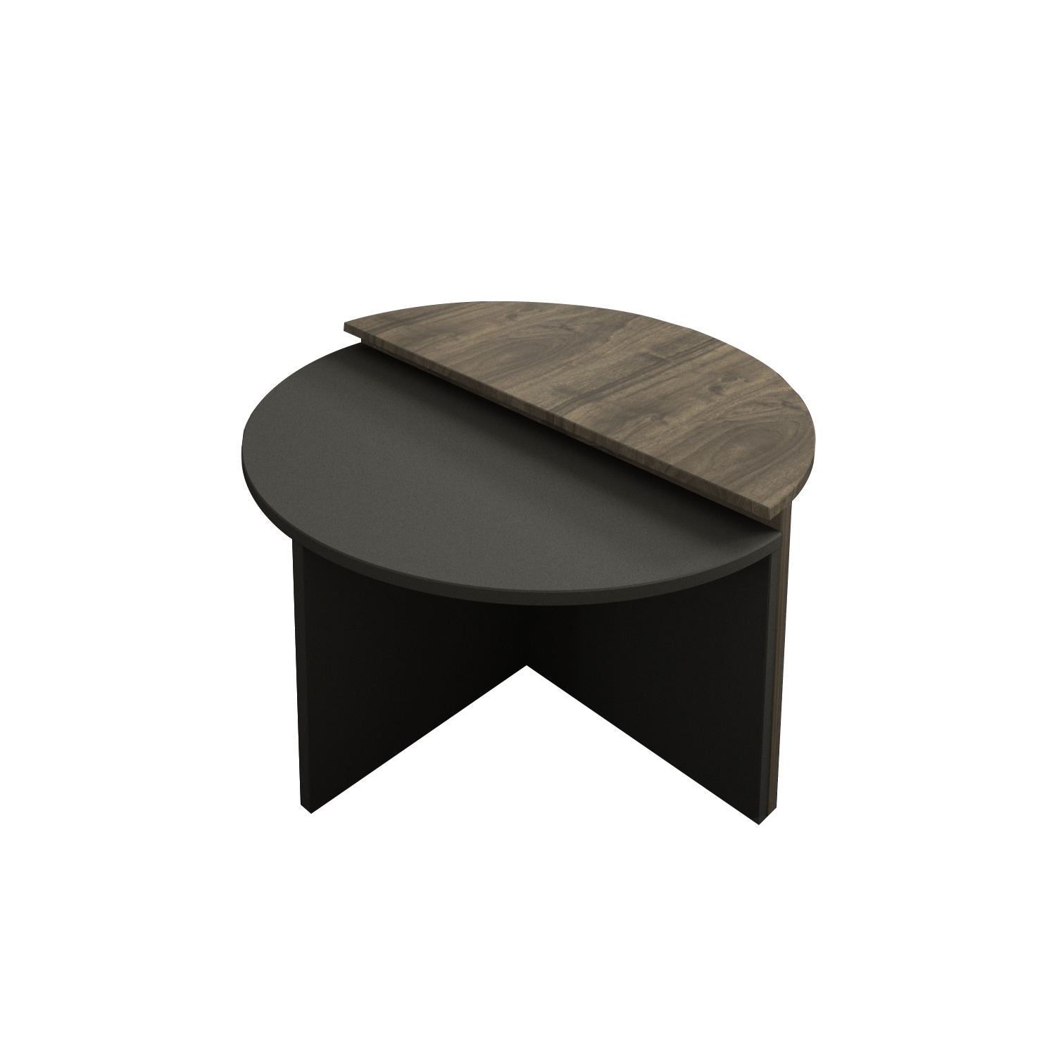 Mesa de Centro – 70x51.8x38 cm – Nogueira e Antracite – MDF