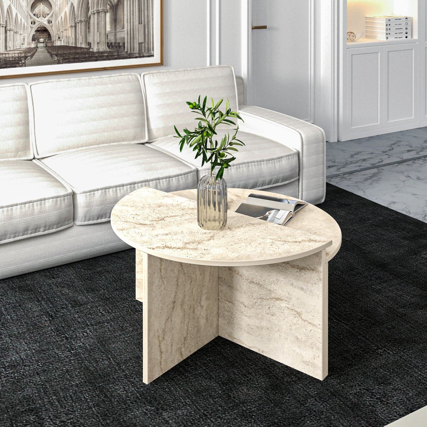 Mesa de Centro em MDF revestido de melamina – 70 cm x 51,8 cm x 38 cm – Travertino