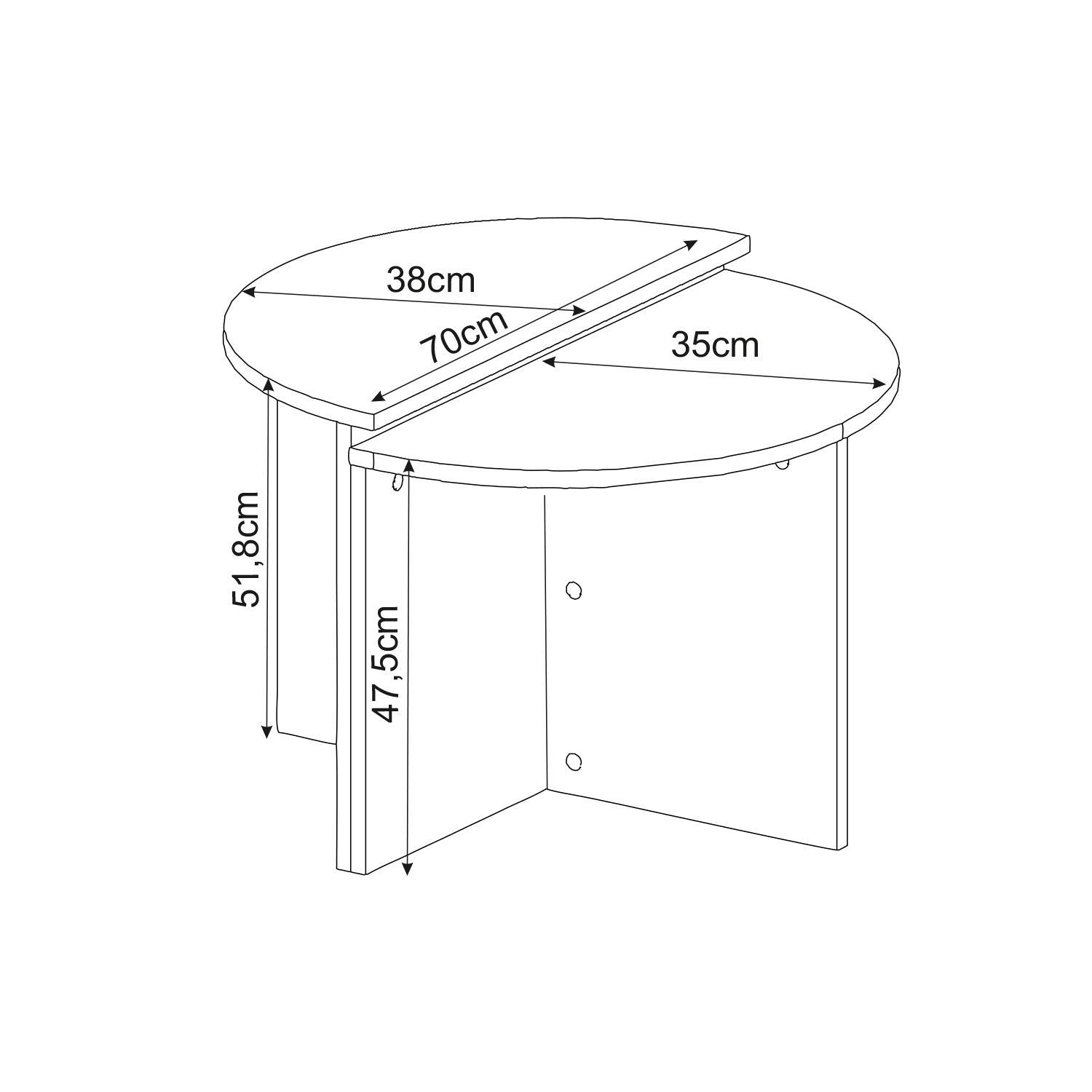 Mesa de Centro em MDF revestido de melamina – 70 cm x 51,8 cm x 38 cm – Travertino