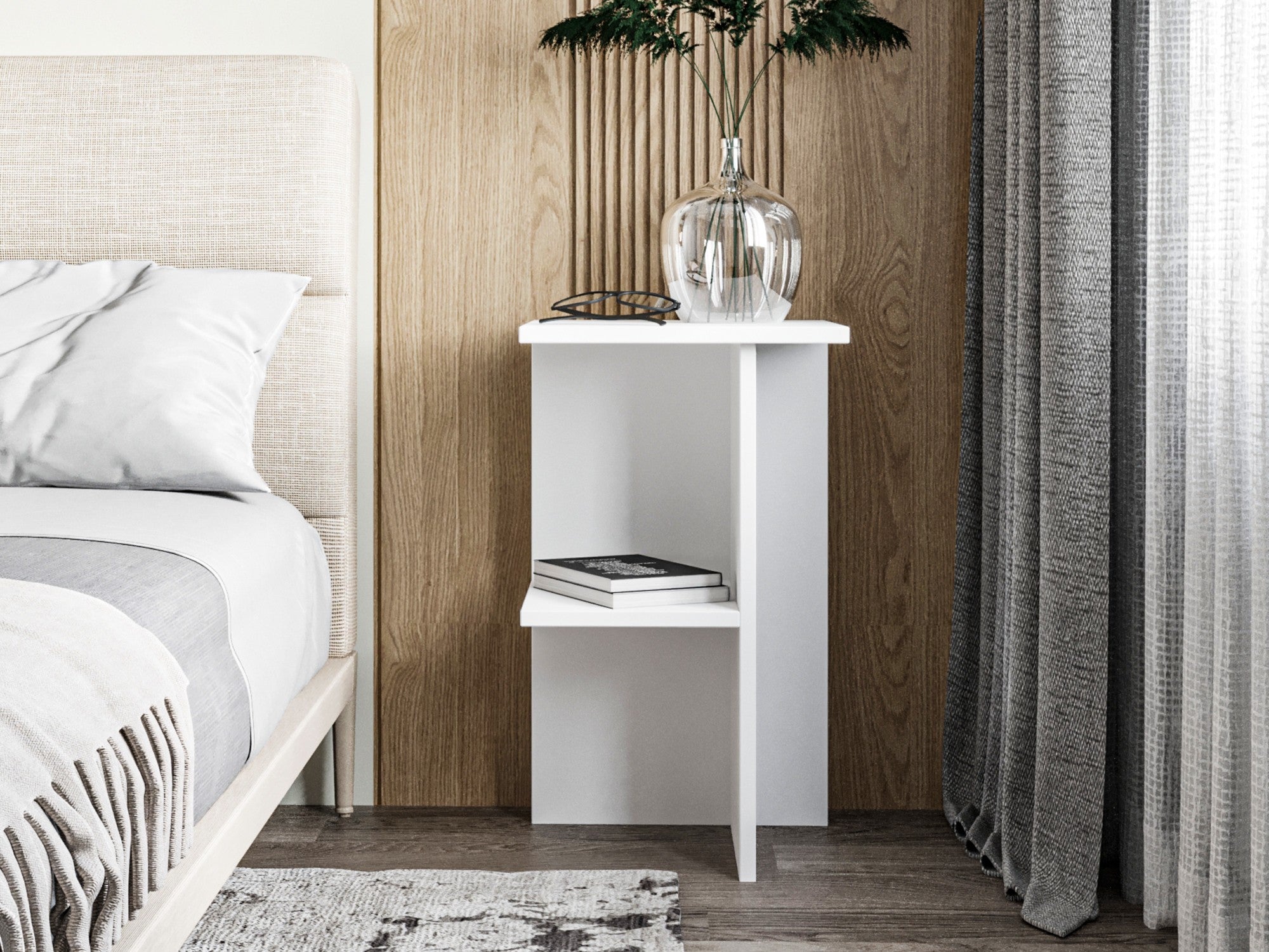 Mesa de cabeceira – 36x60x36 cm – Branco – Painéis de partículas revestidos a melamina