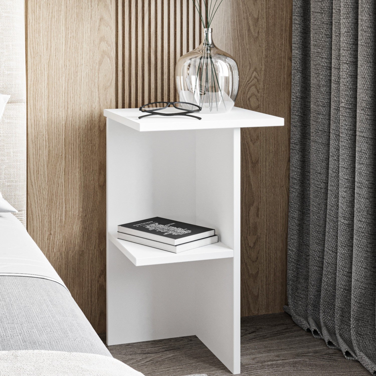Mesa de cabeceira – 36x60x36 cm – Branco – Painéis de partículas revestidos a melamina