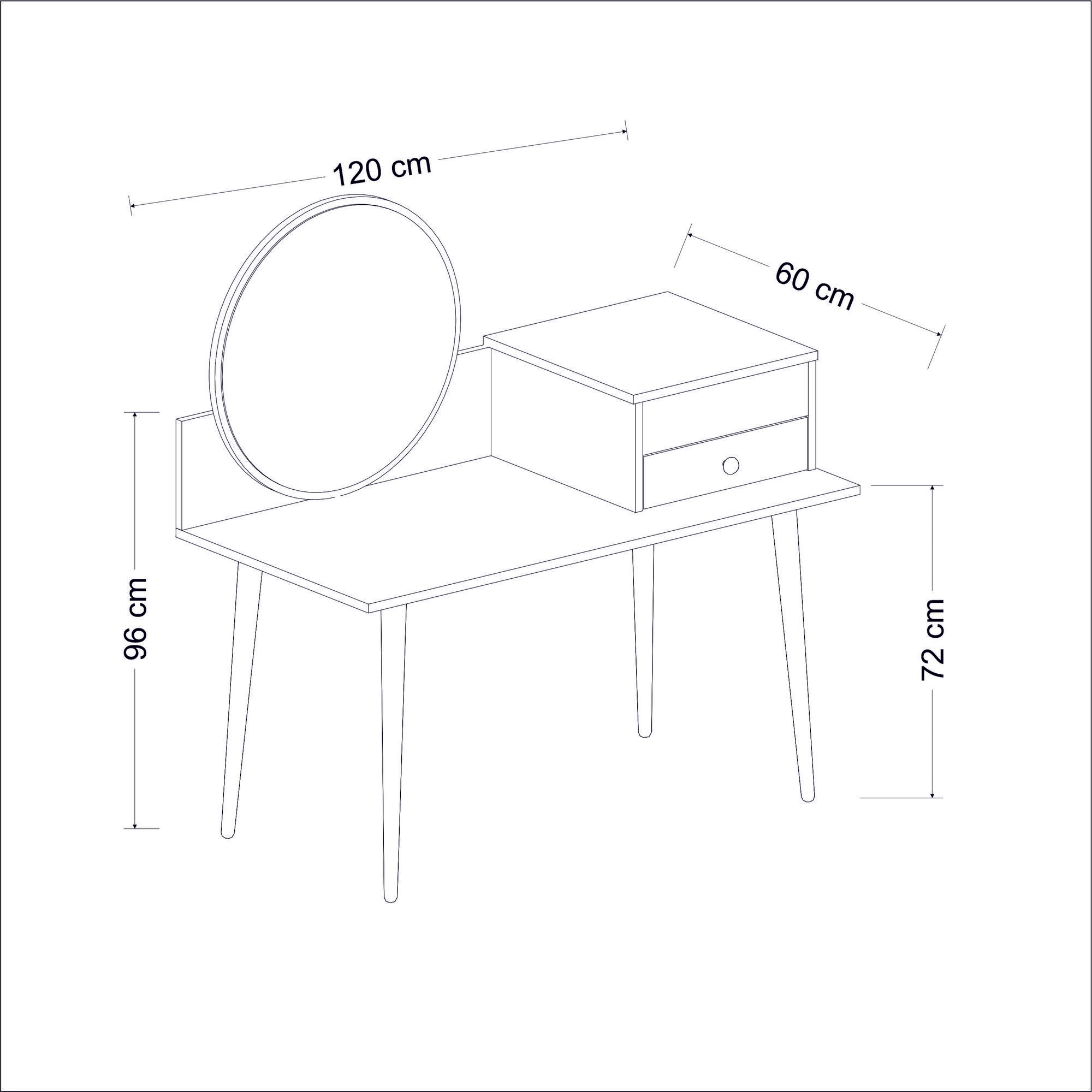 Toucador – 120 cm x 96 cm x 60 cm – Antracite e Nogueira – Painel de Partículas