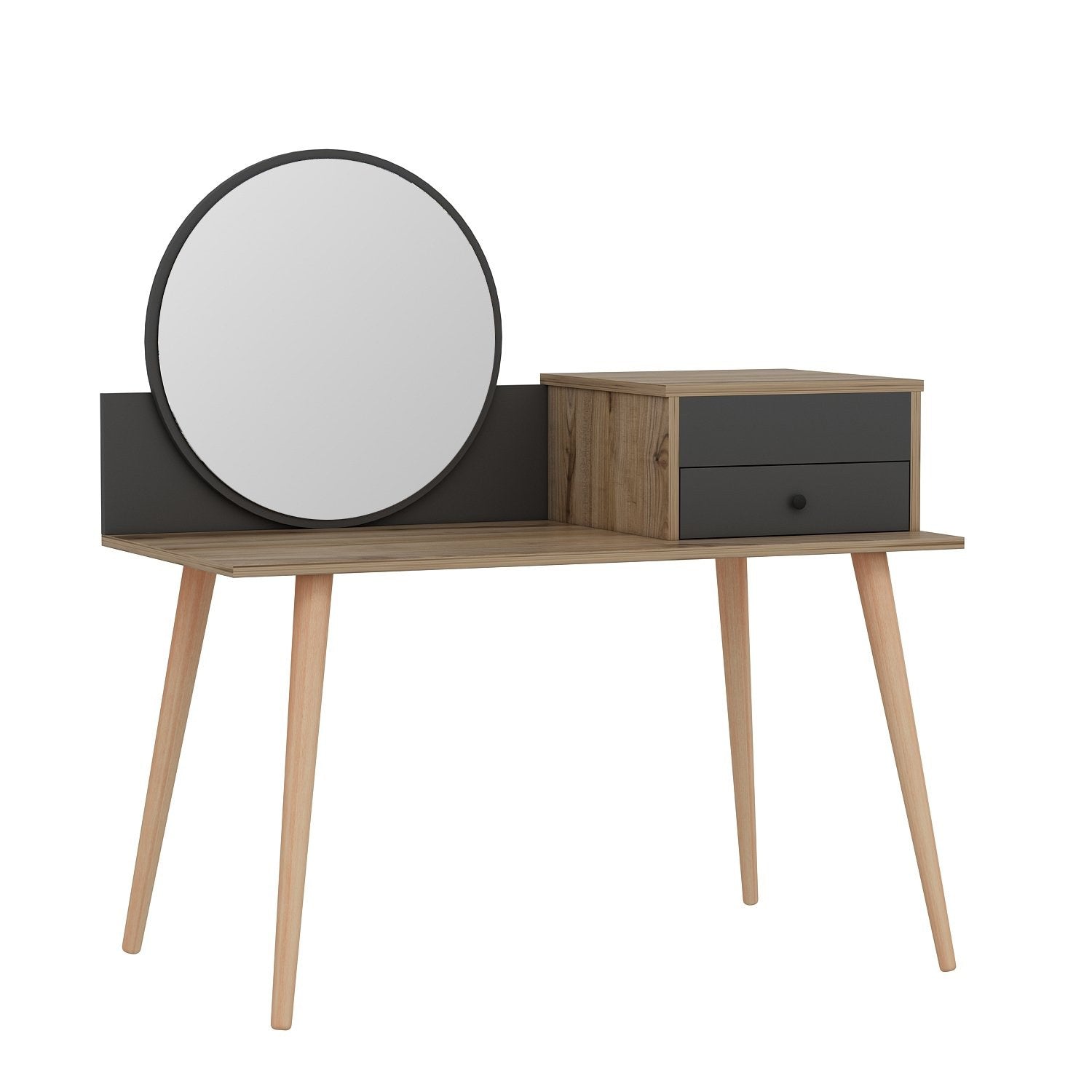 Toucador – 120 cm x 96 cm x 60 cm – Antracite e Nogueira – Painel de Partículas
