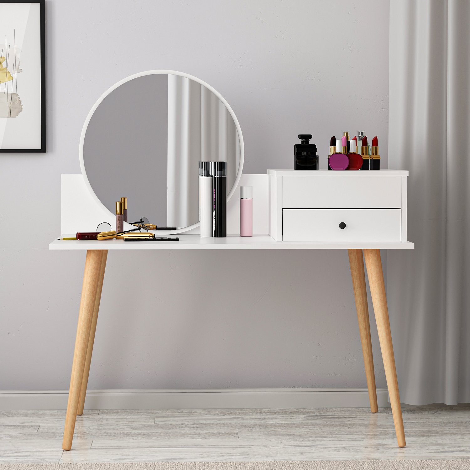 Toucador – 120cm x 96cm x 60cm – Branco – Painel de partículas revestido a melamina