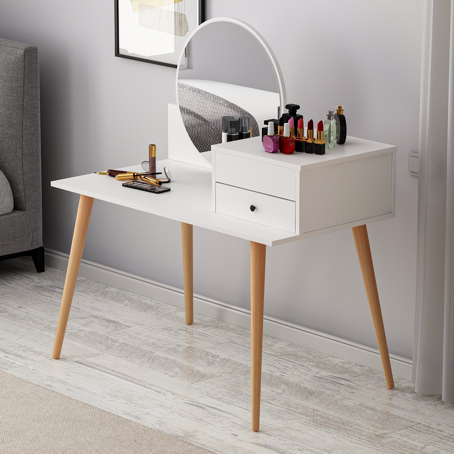 Toucador – 120cm x 96cm x 60cm – Branco – Painel de partículas revestido a melamina