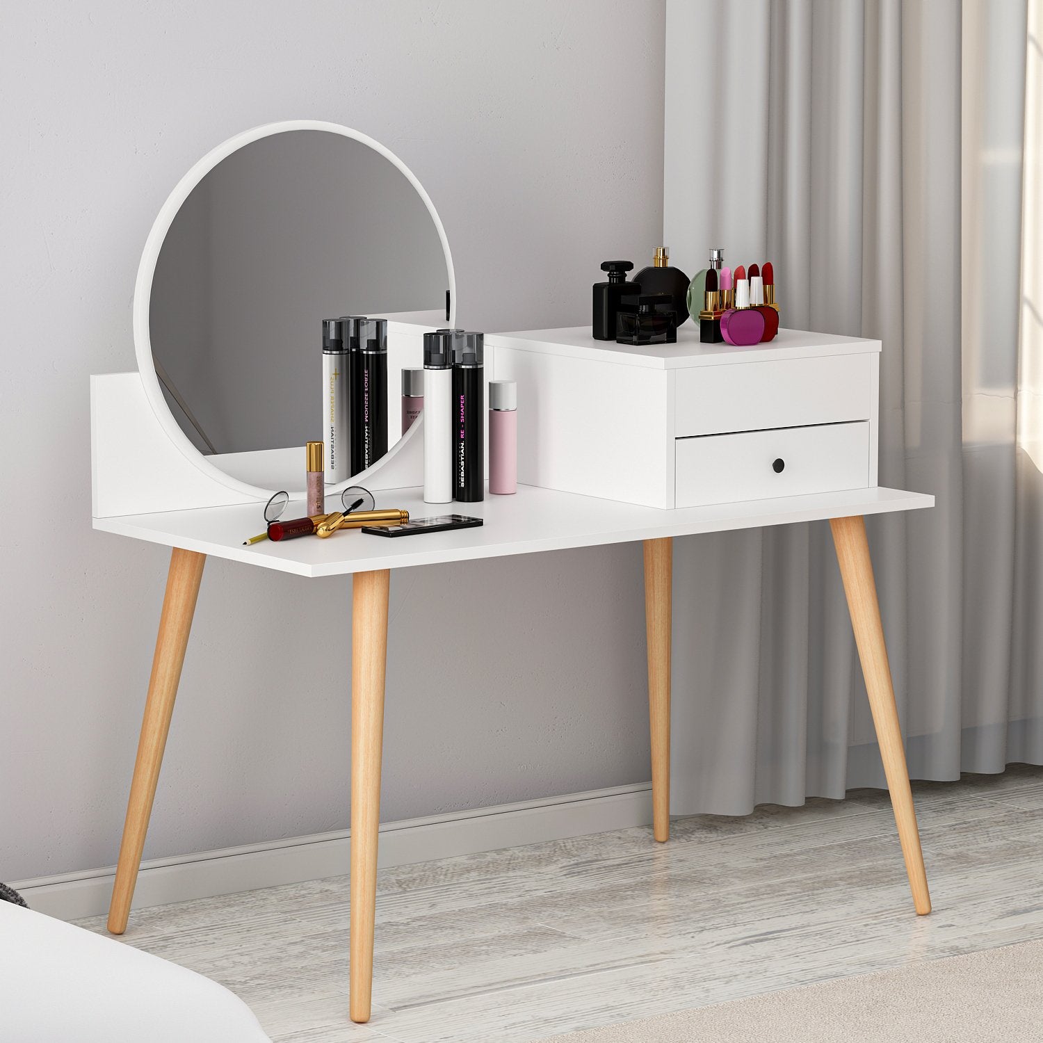 Toucador – 120cm x 96cm x 60cm – Branco – Painel de partículas revestido a melamina