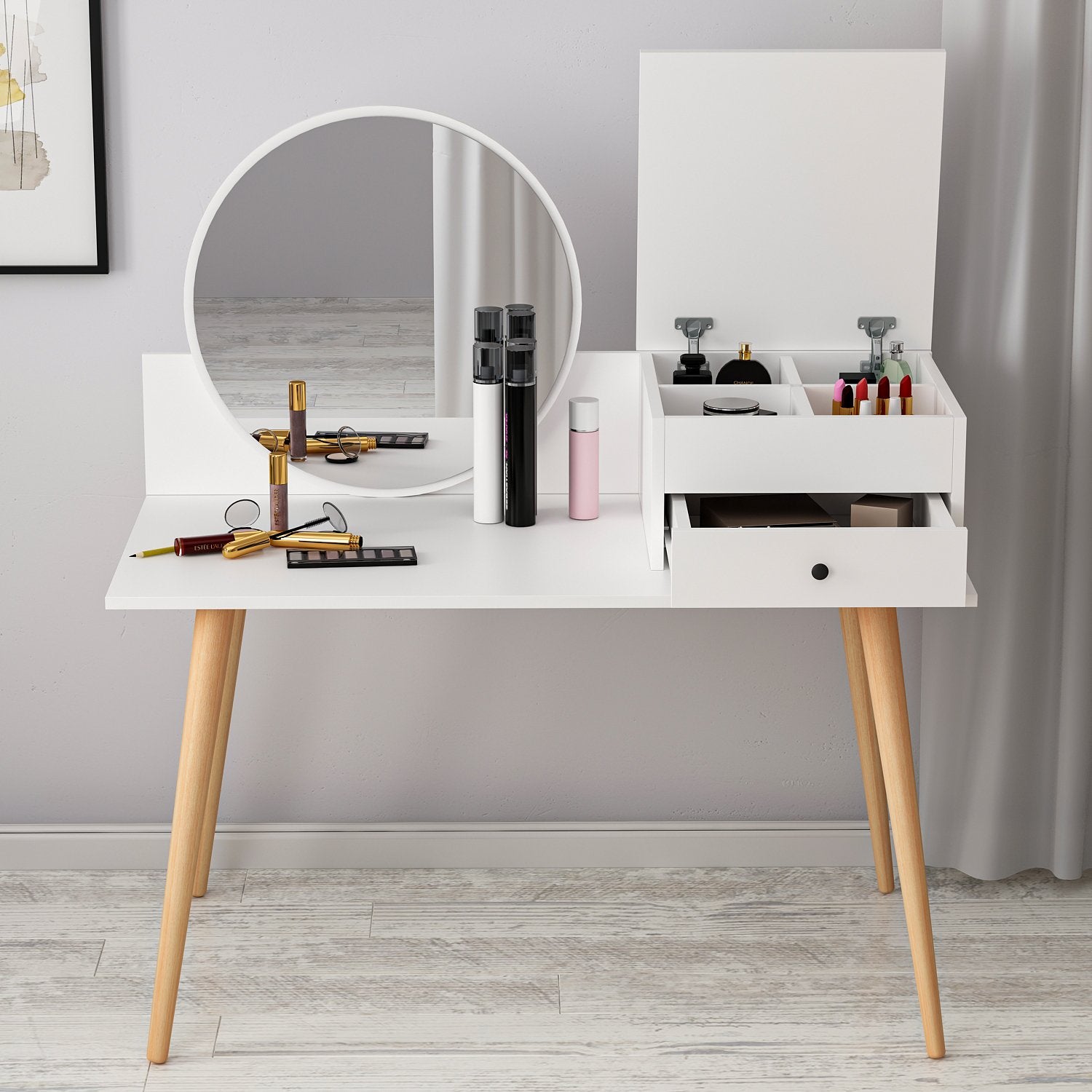 Toucador – 120cm x 96cm x 60cm – Branco – Painel de partículas revestido a melamina