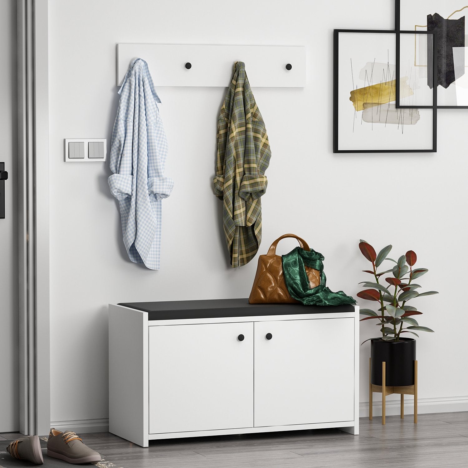 Sapateira – 80cm x 45cm x 35cm – Branco – Painel de Partículas