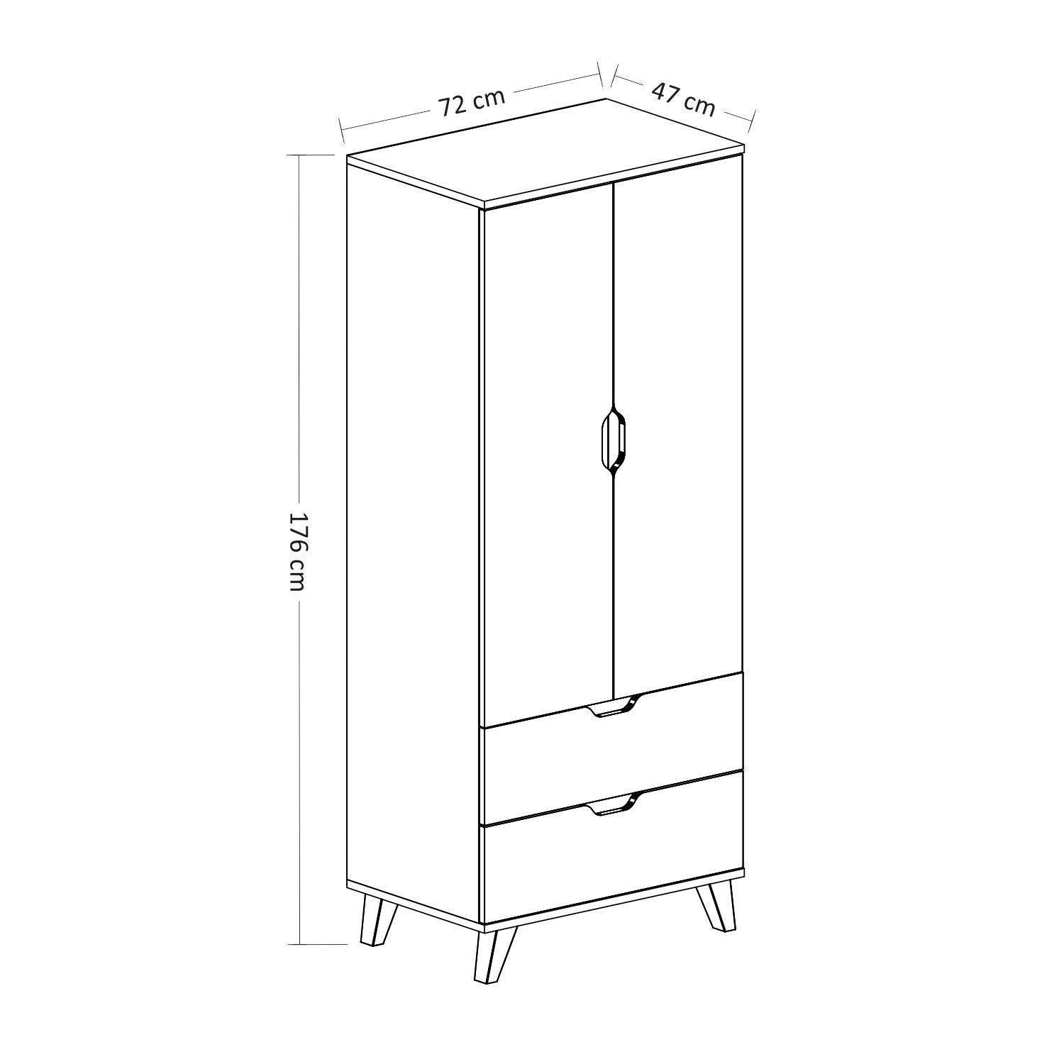 Guarda-roupa – 72cm x 176cm x 47cm – Branco – Painéis de partículas revestidos a melamina