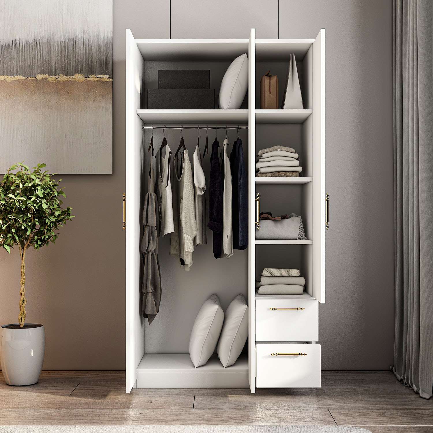 Guarda-roupa – 90 cm x 171,8 cm x 45 cm – Branco – MDF