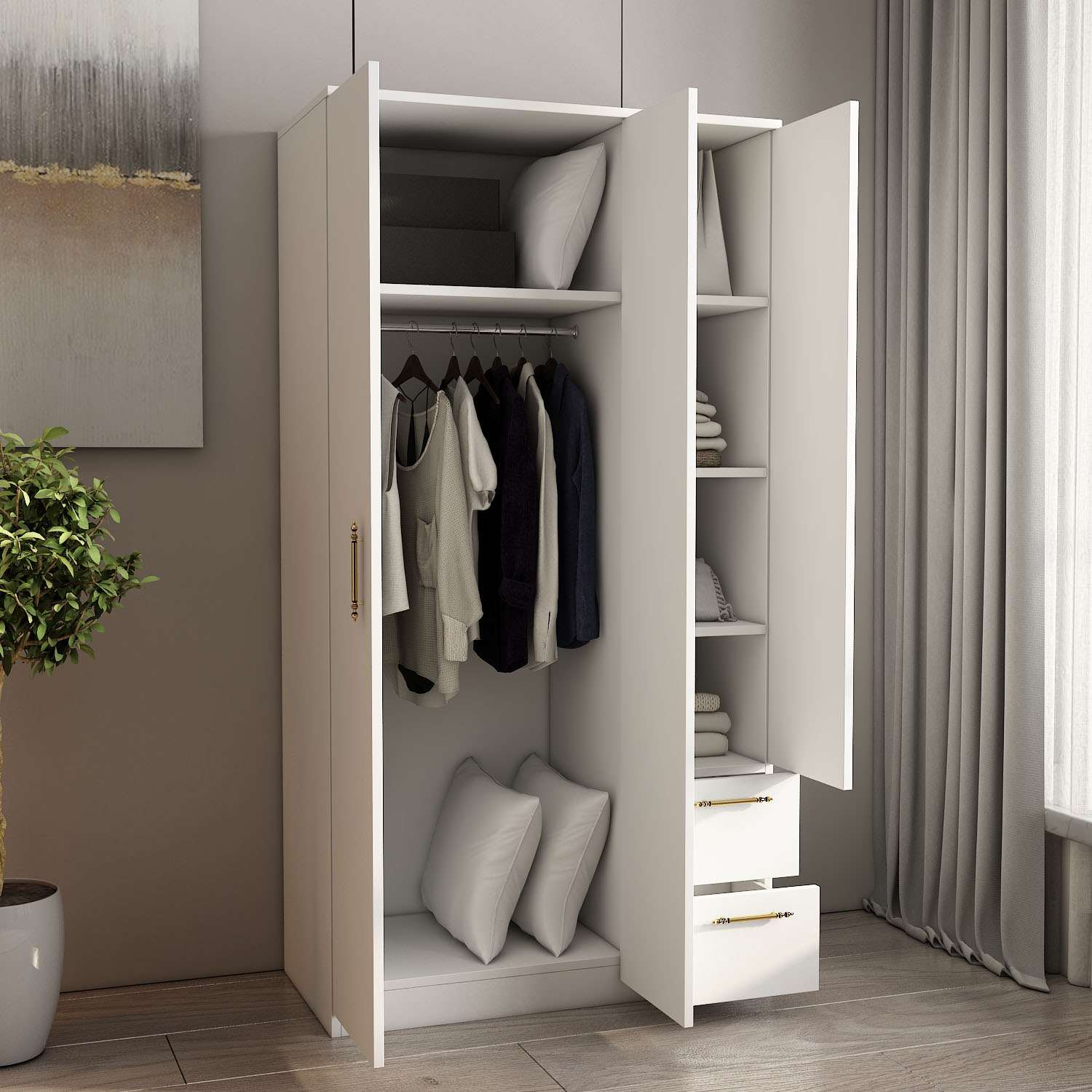 Guarda-roupa – 90 cm x 171,8 cm x 45 cm – Branco – MDF