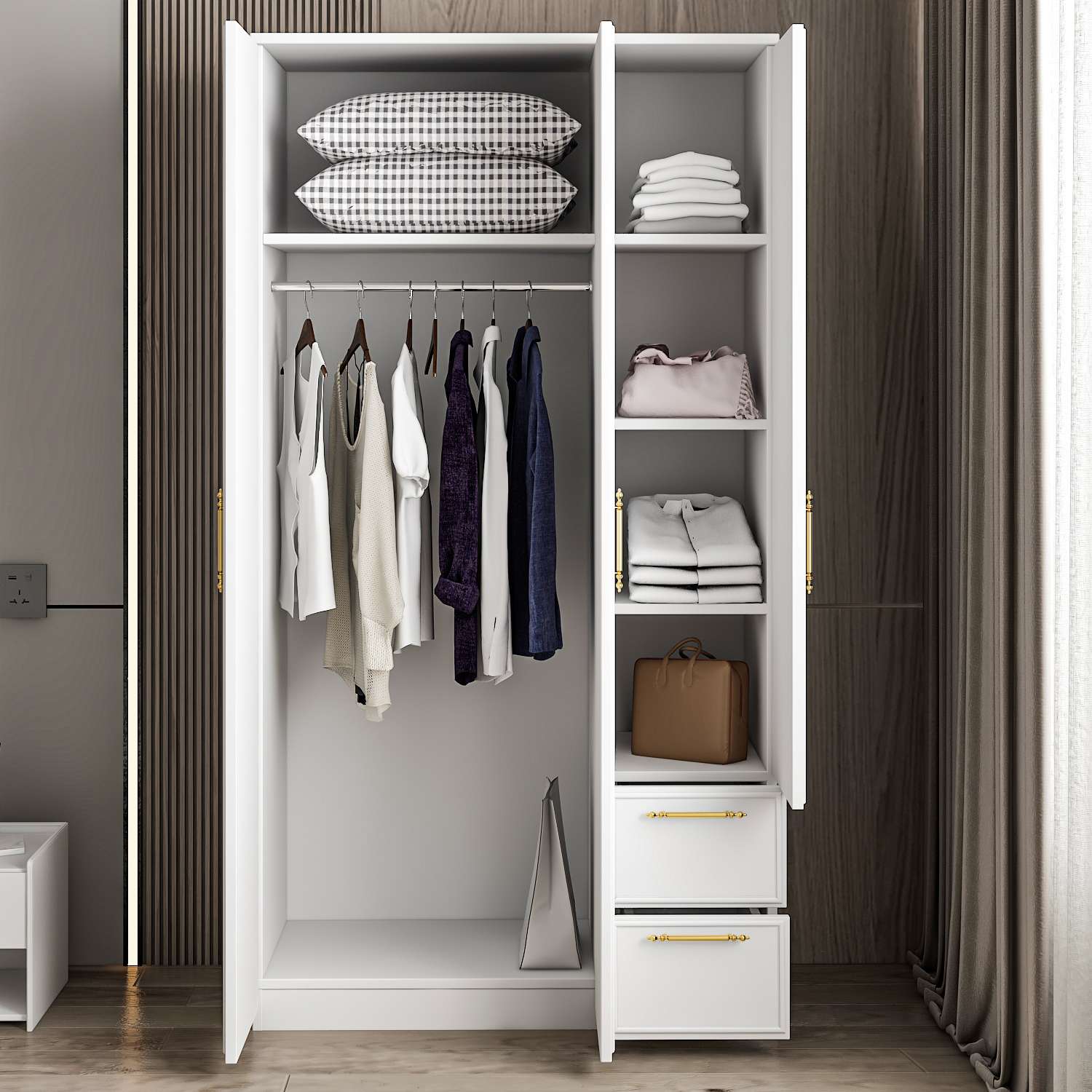 Guarda-roupa – 90 cm x 171,8 cm x 45 cm – Branco – MDF