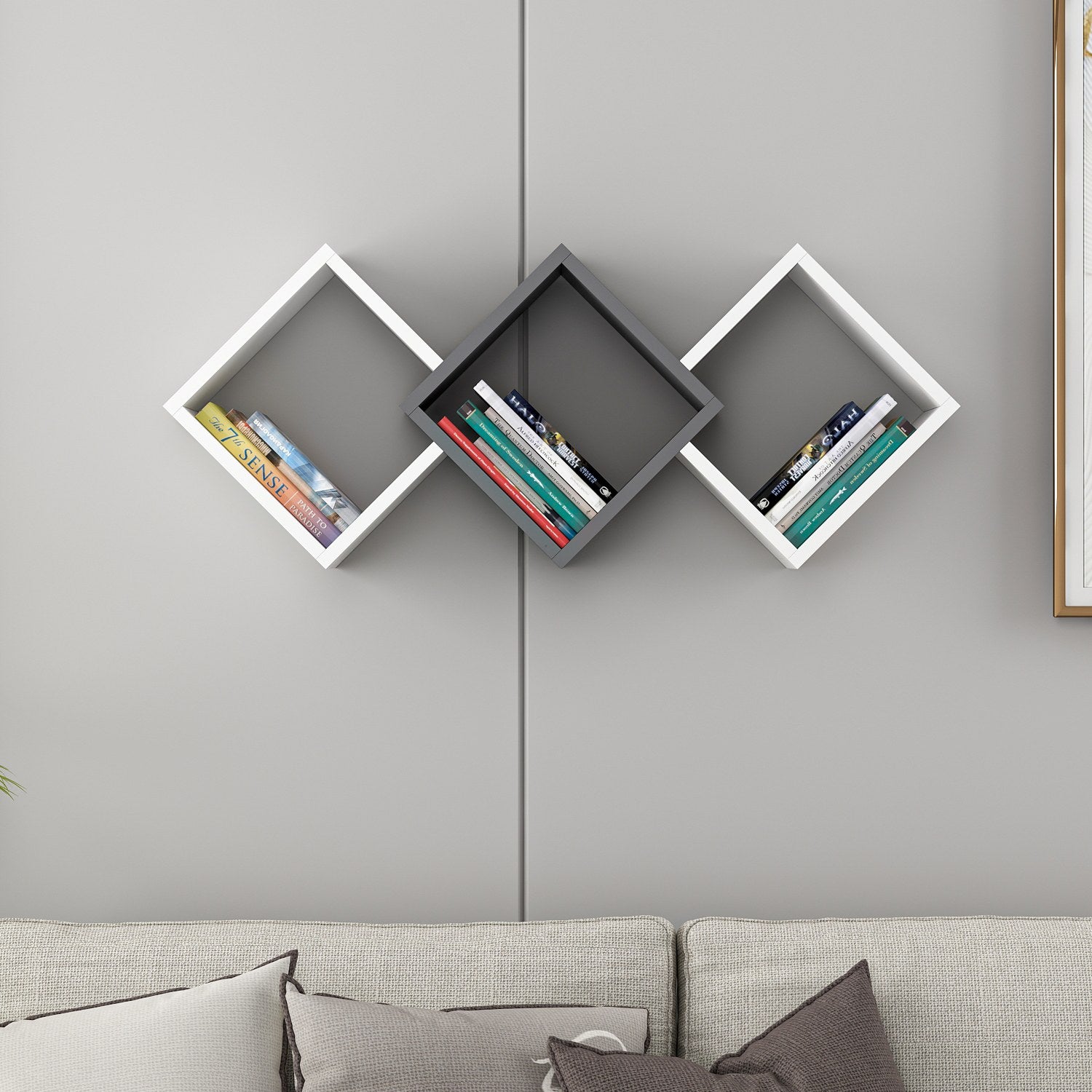 Prateleira de parede – 102cm x 42cm x 20cm – Branco e Antracite – Painéis de partículas revestidos a melamina