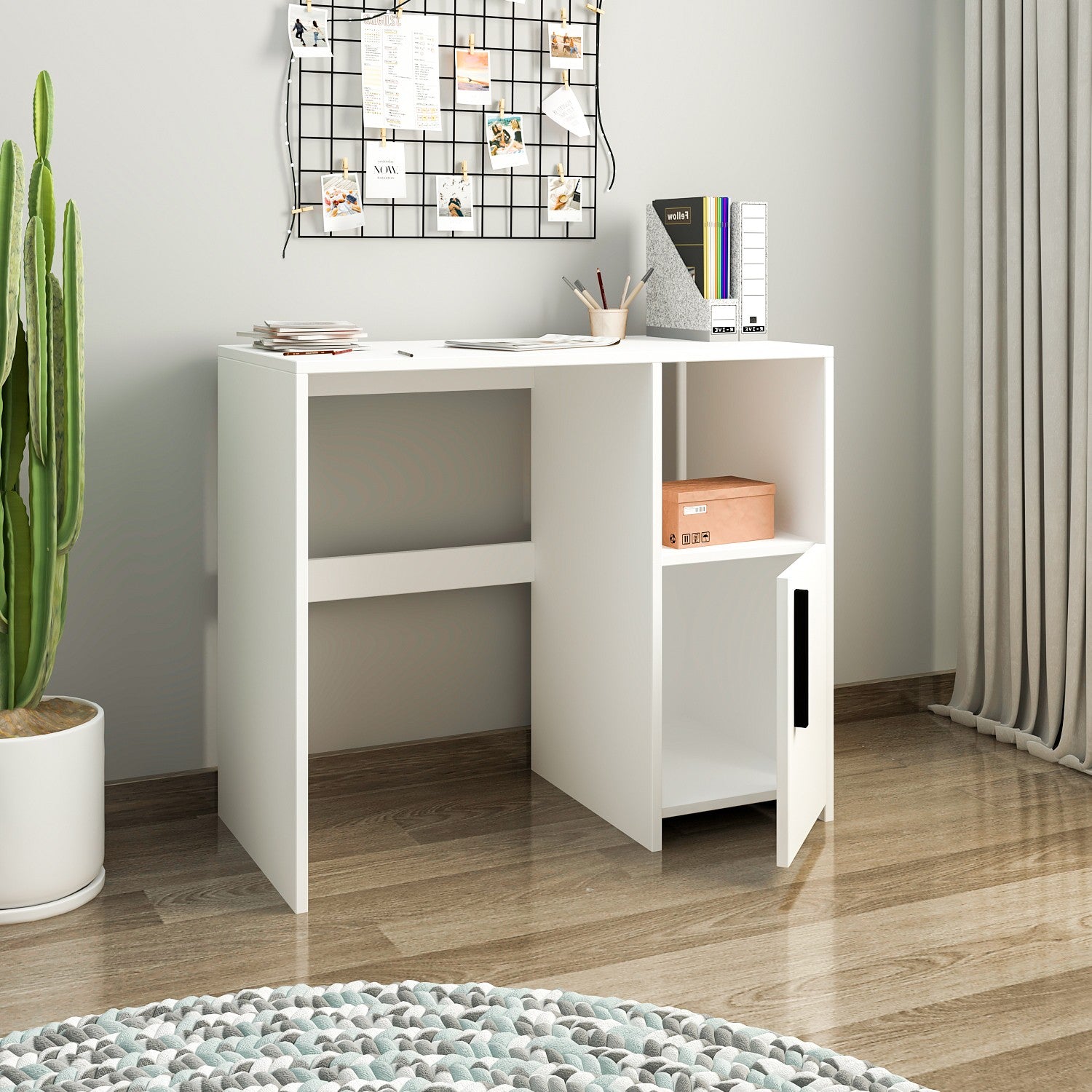 Secretária de Estudo – 90 cm x 77,8 cm x 45 cm – Branco – Painéis de partículas revestidos a melamina