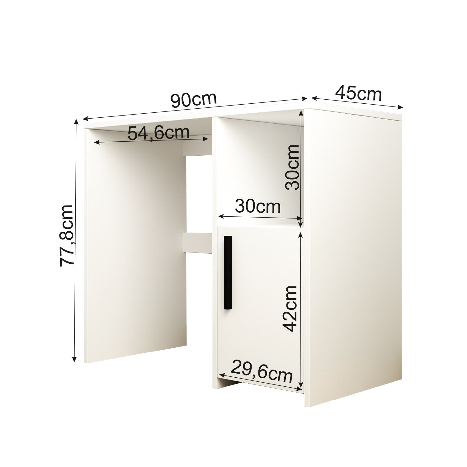 Secretária de Estudo – 90 cm x 77,8 cm x 45 cm – Branco – Painéis de partículas revestidos a melamina