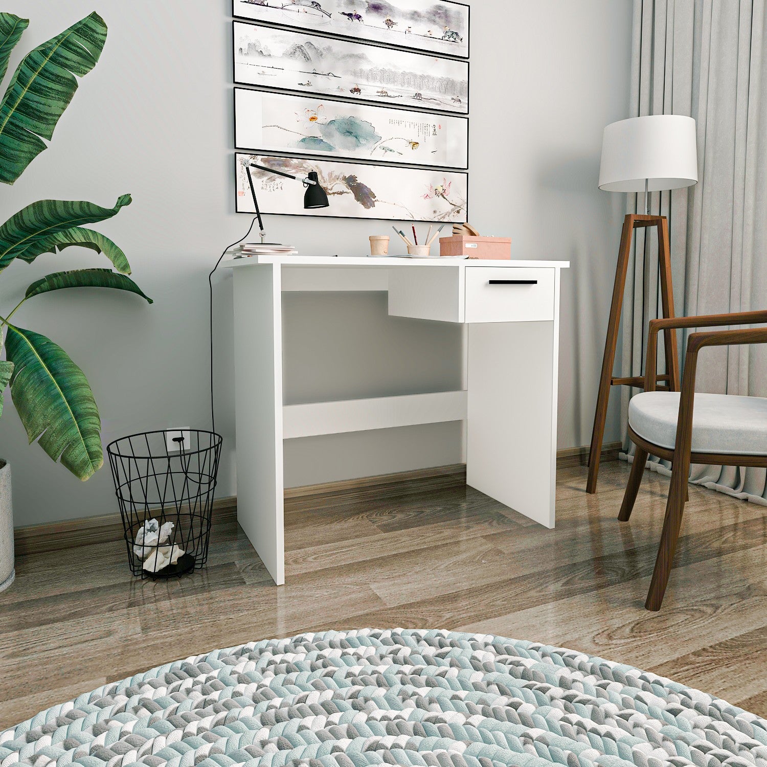 Secretária de Estudo – 90 cm x 77,8 cm x 45 cm – Branco – 100% painéis de partículas revestidos a melamina