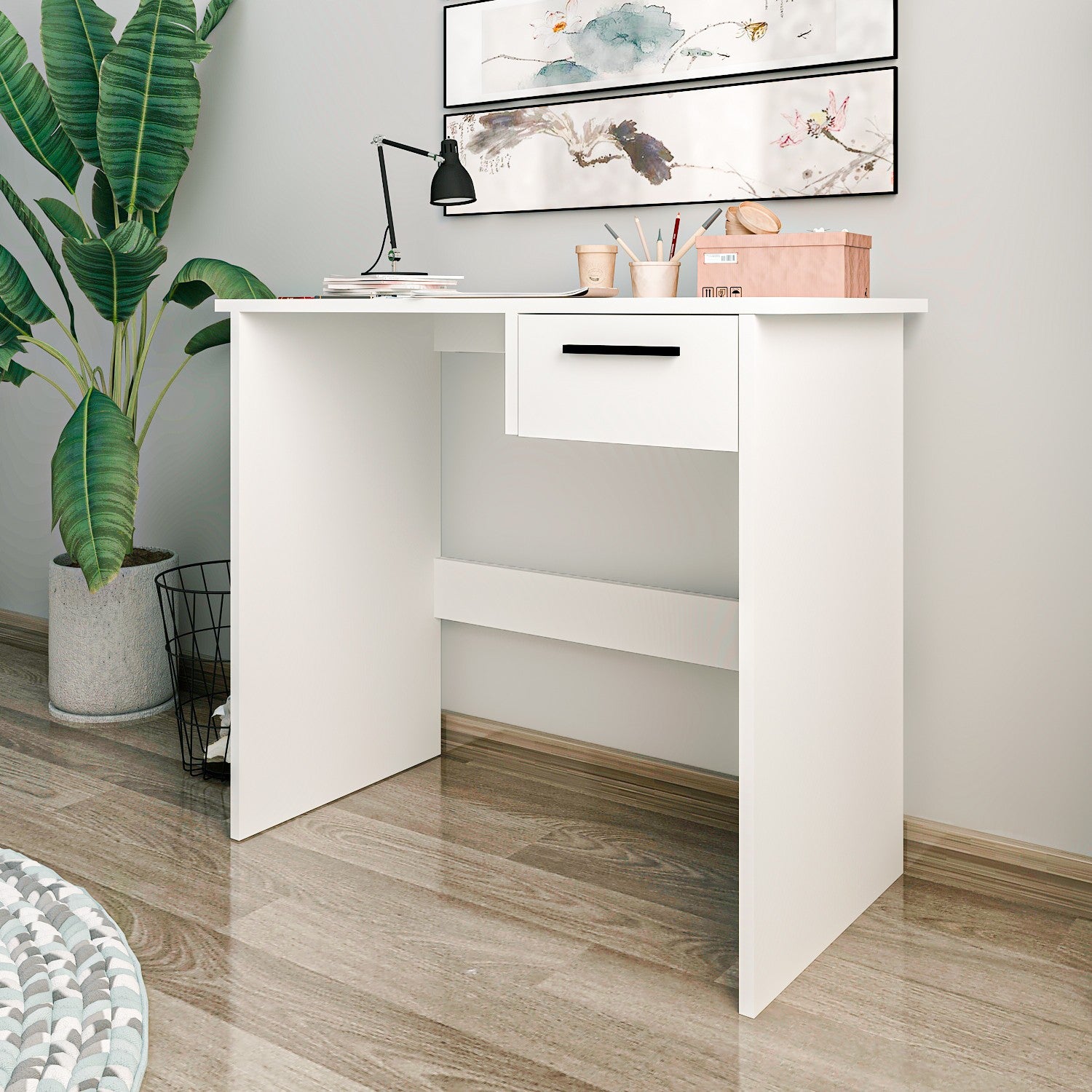 Secretária de Estudo – 90 cm x 77,8 cm x 45 cm – Branco – 100% painéis de partículas revestidos a melamina