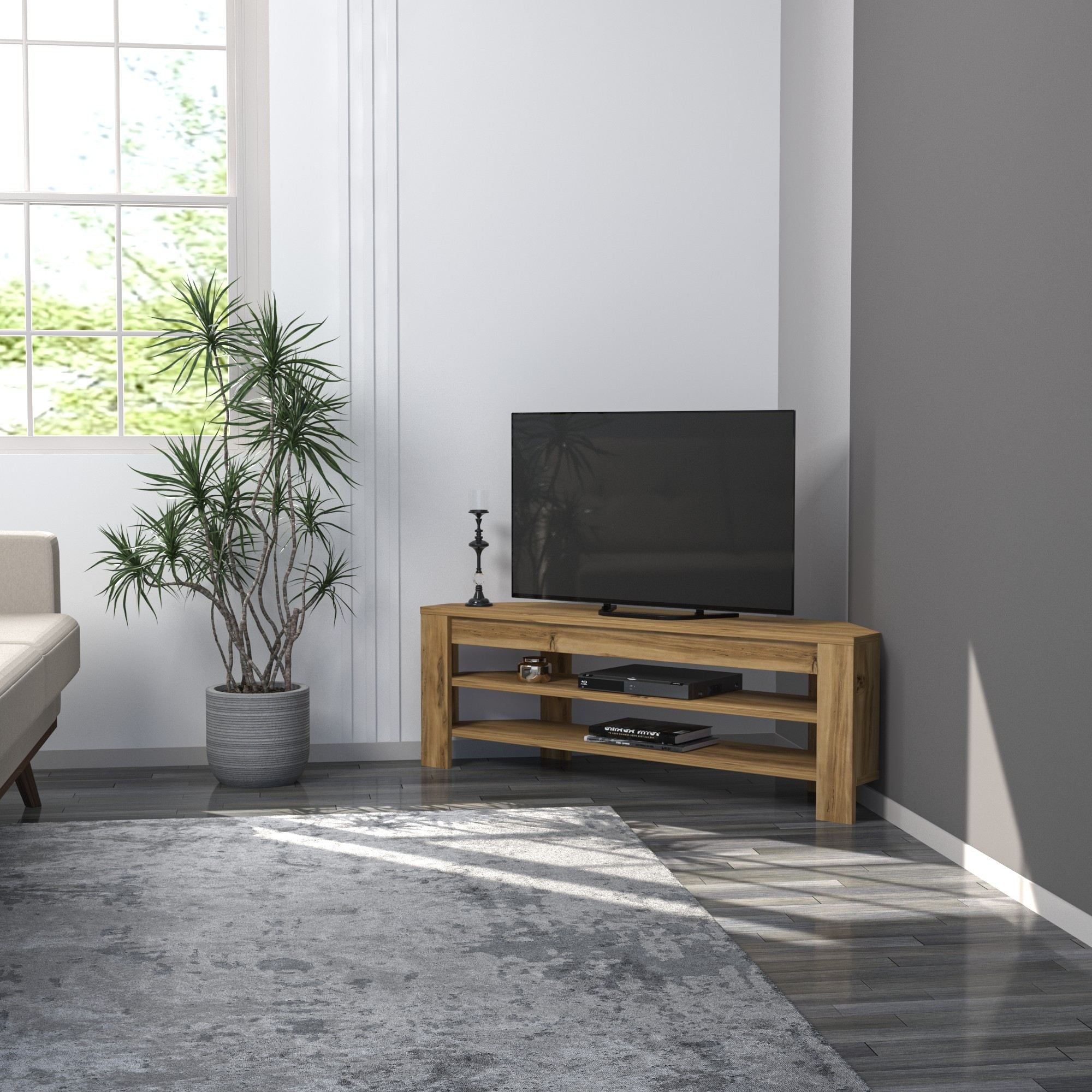 Móvel de TV – 120cm x 40cm x 30cm – Carvalho – Painel de partículas revestido a melamina