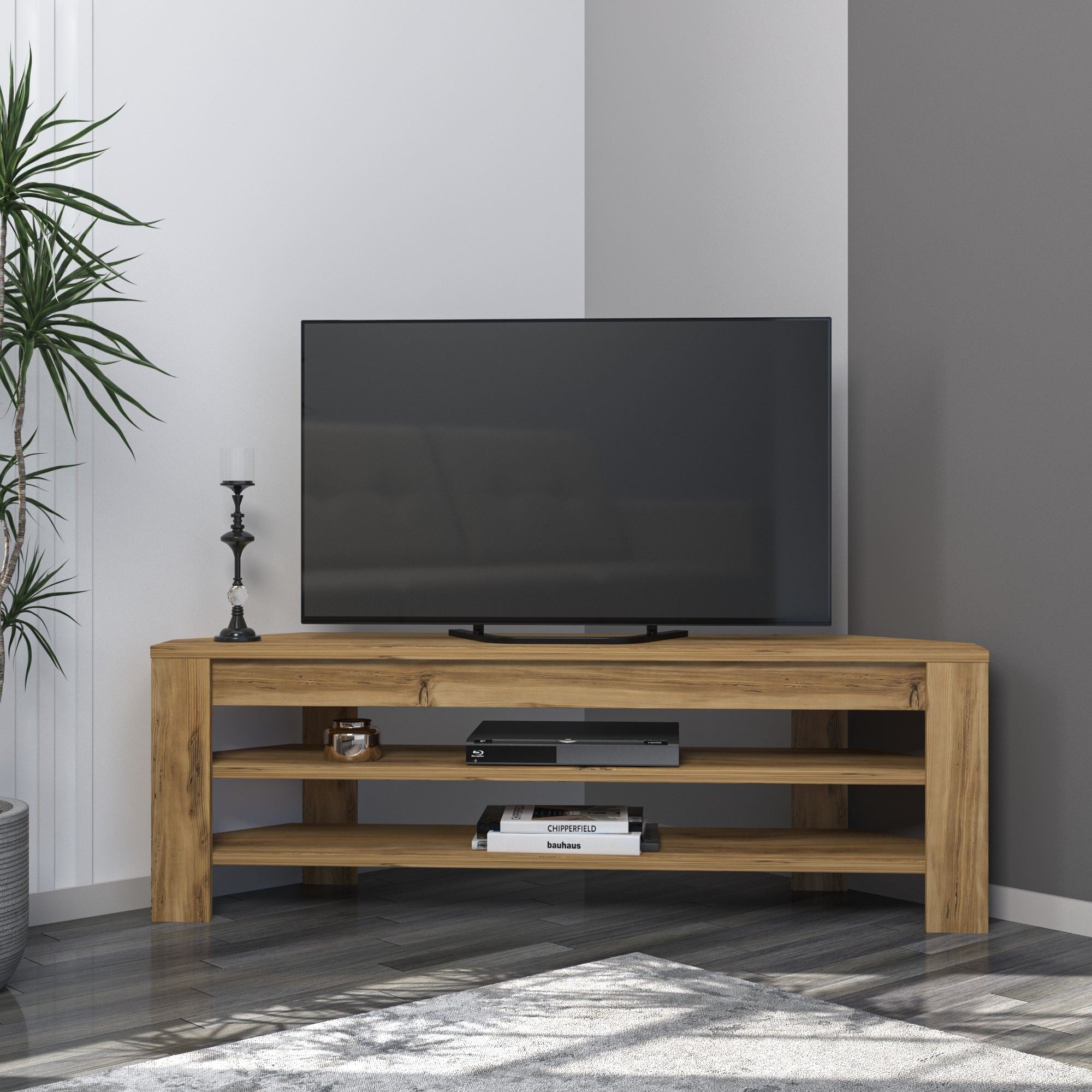 Móvel de TV – 120cm x 40cm x 30cm – Carvalho – Painel de partículas revestido a melamina
