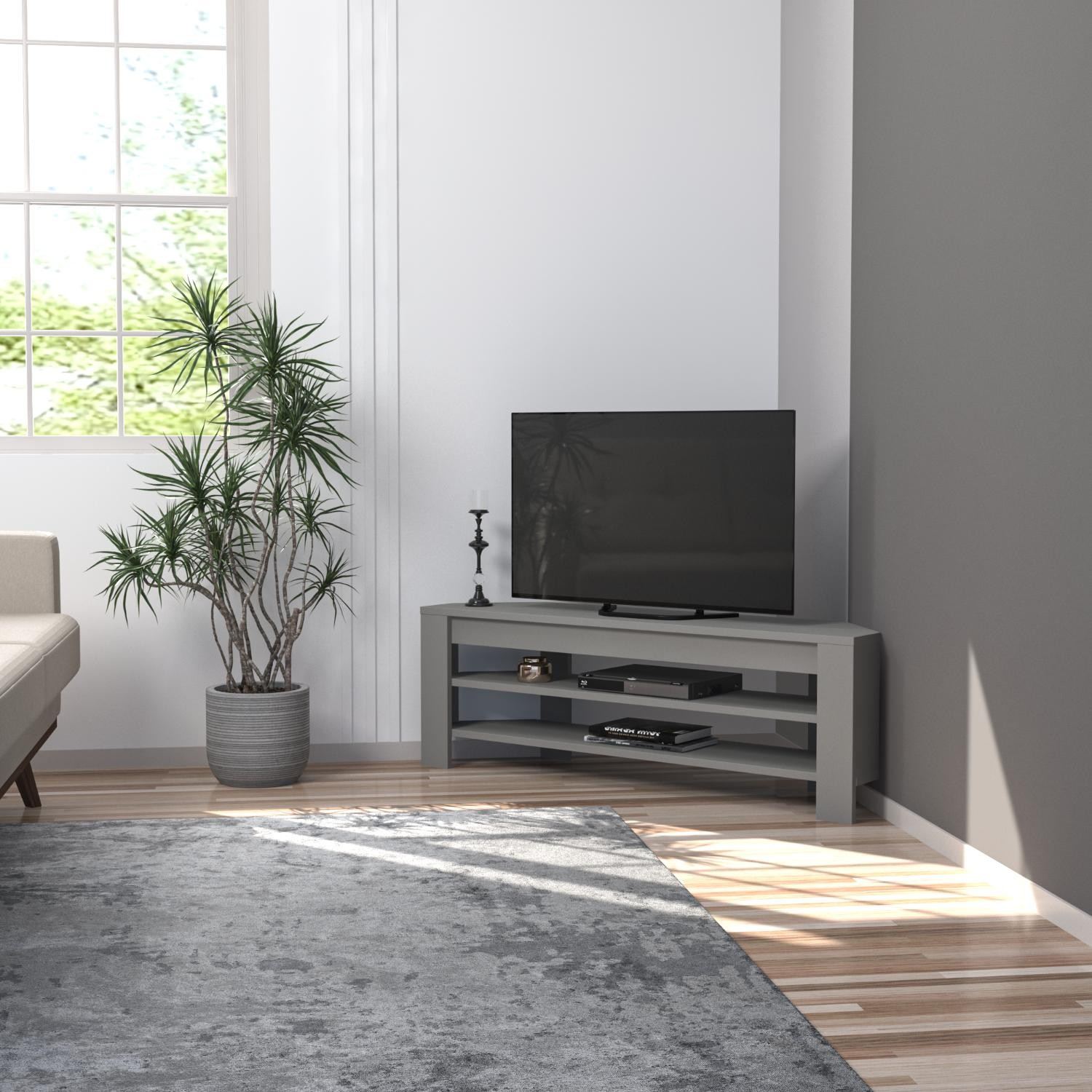 Móvel de TV – 120 cm x 40 cm x 30 cm – Cinzento – Painel de partículas revestido a melamina