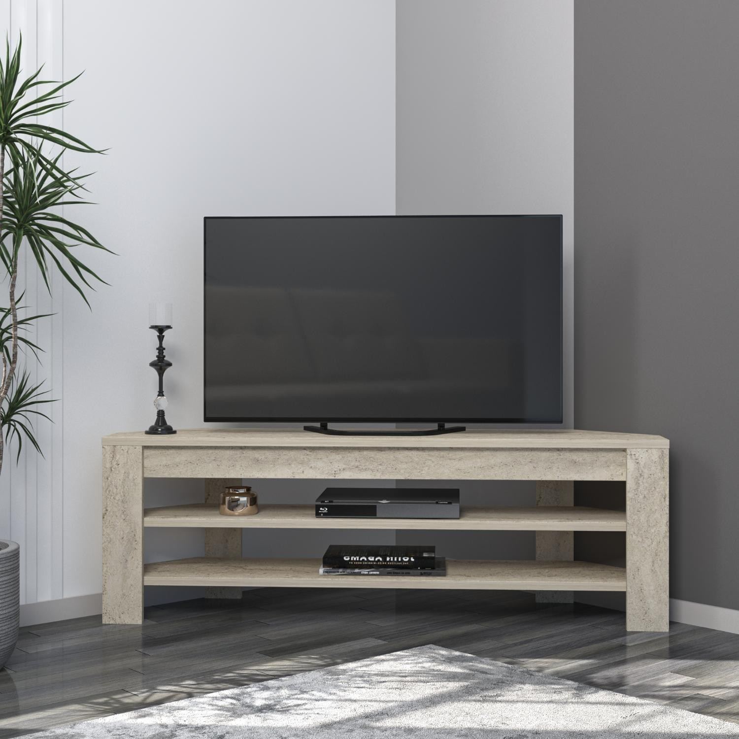 Móvel de TV – 120 cm x 40 cm x 30 cm – Travertino – Painel de partículas