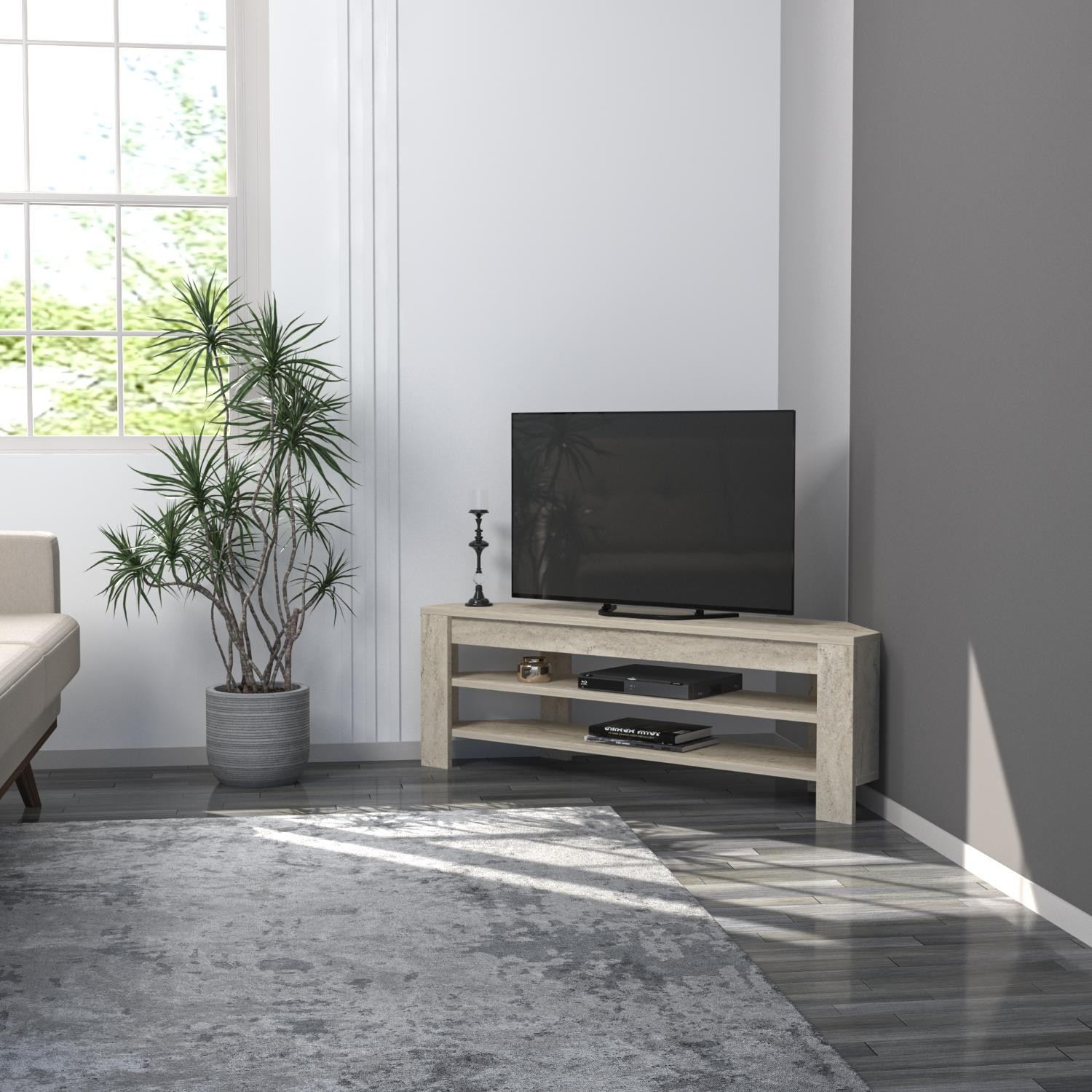 Móvel de TV – 120 cm x 40 cm x 30 cm – Travertino – Painel de partículas