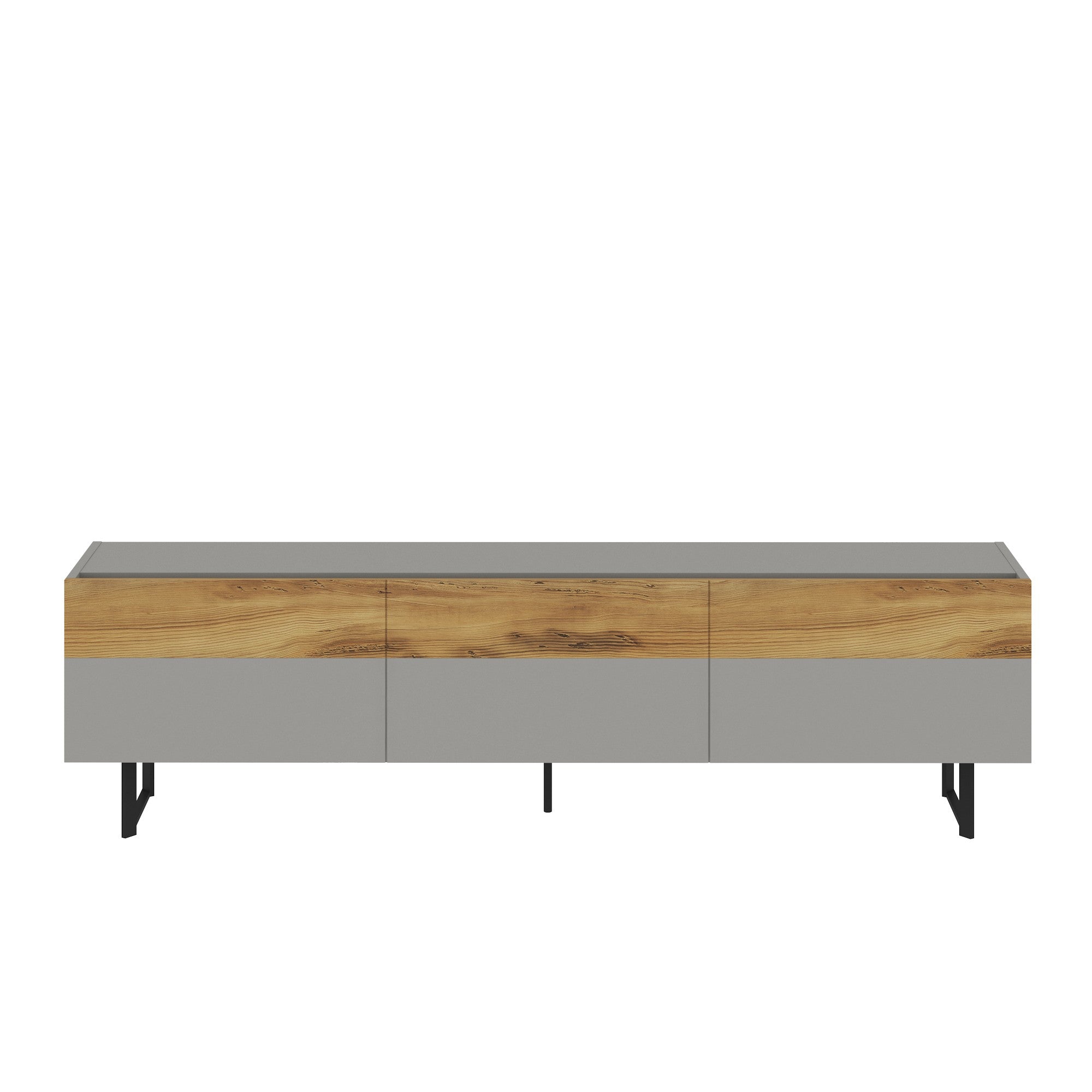 Móvel de TV – 180 cm x 49 cm x 37 cm – Cinza e Carvalho – Painéis de partículas revestidos a melamina