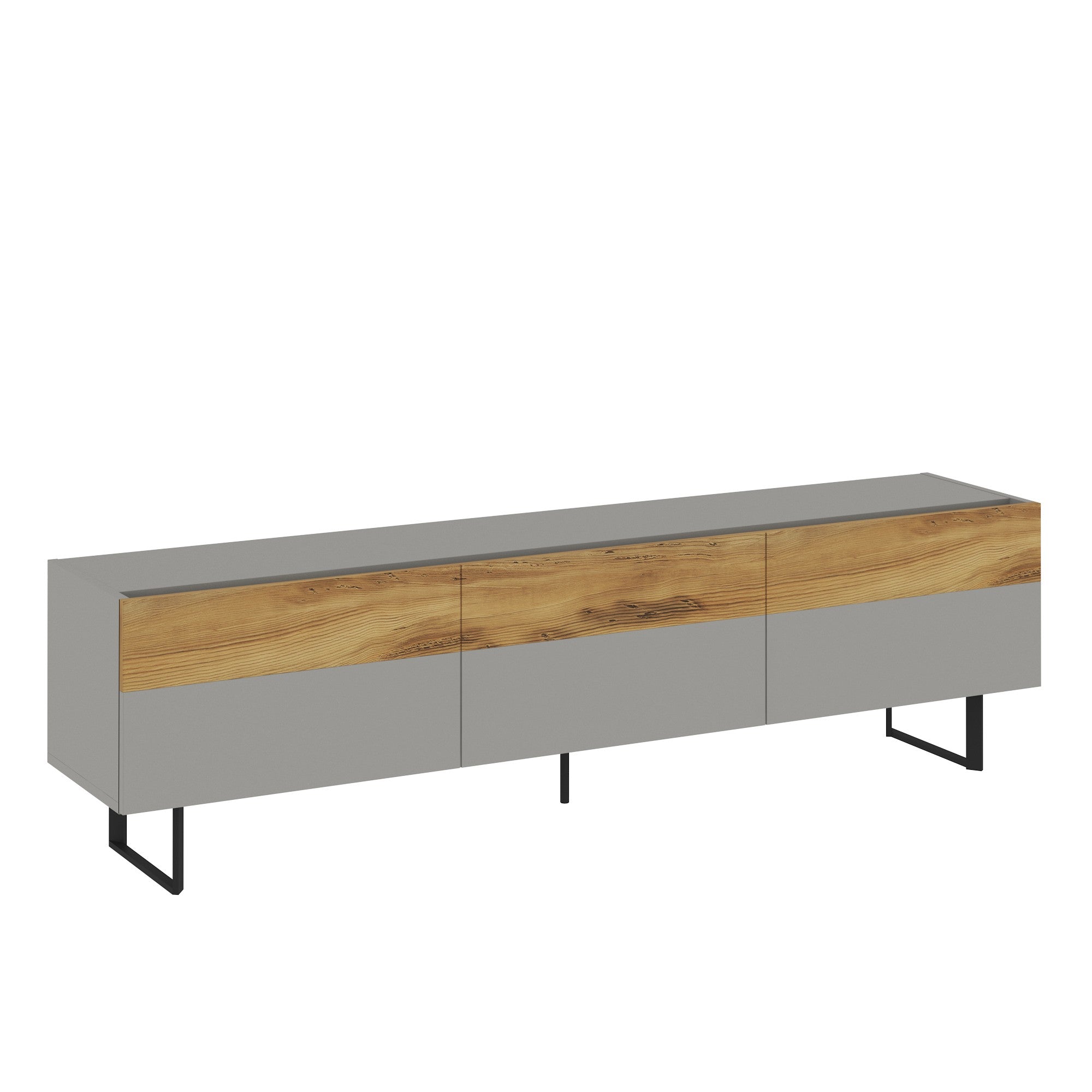 Móvel de TV – 180 cm x 49 cm x 37 cm – Cinza e Carvalho – Painéis de partículas revestidos a melamina