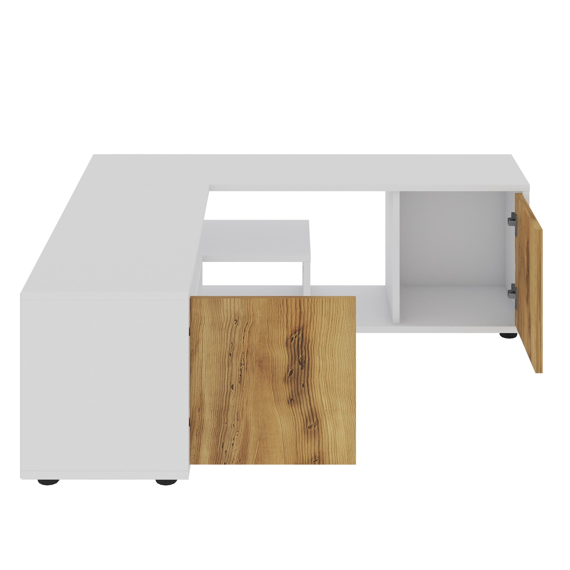 Móvel de TV – 120cm/125cm x 40cm x 35cm – Branco e Carvalho – MDF