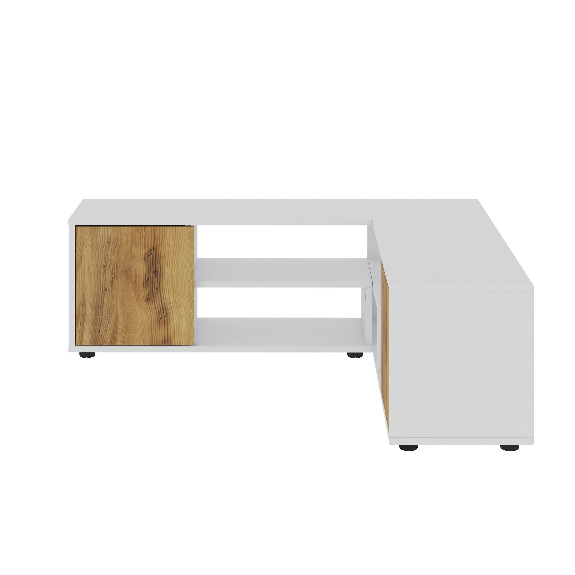 Móvel de TV – 120cm/125cm x 40cm x 35cm – Branco e Carvalho – MDF