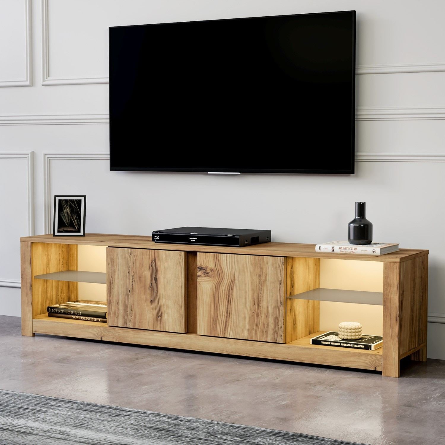 Móvel de TV – 180 cm x 45 cm x 35 cm – Carvalho – Painel de partículas